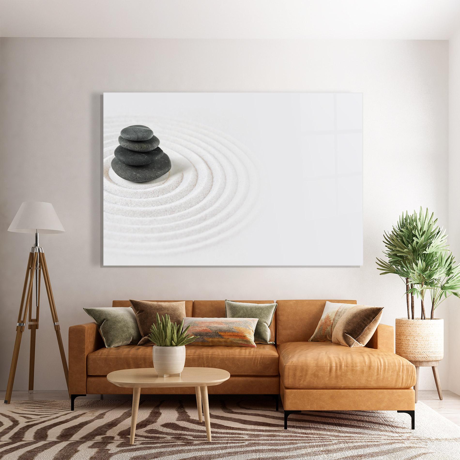 Tablou Sticla Black Stones Sand mockup 7