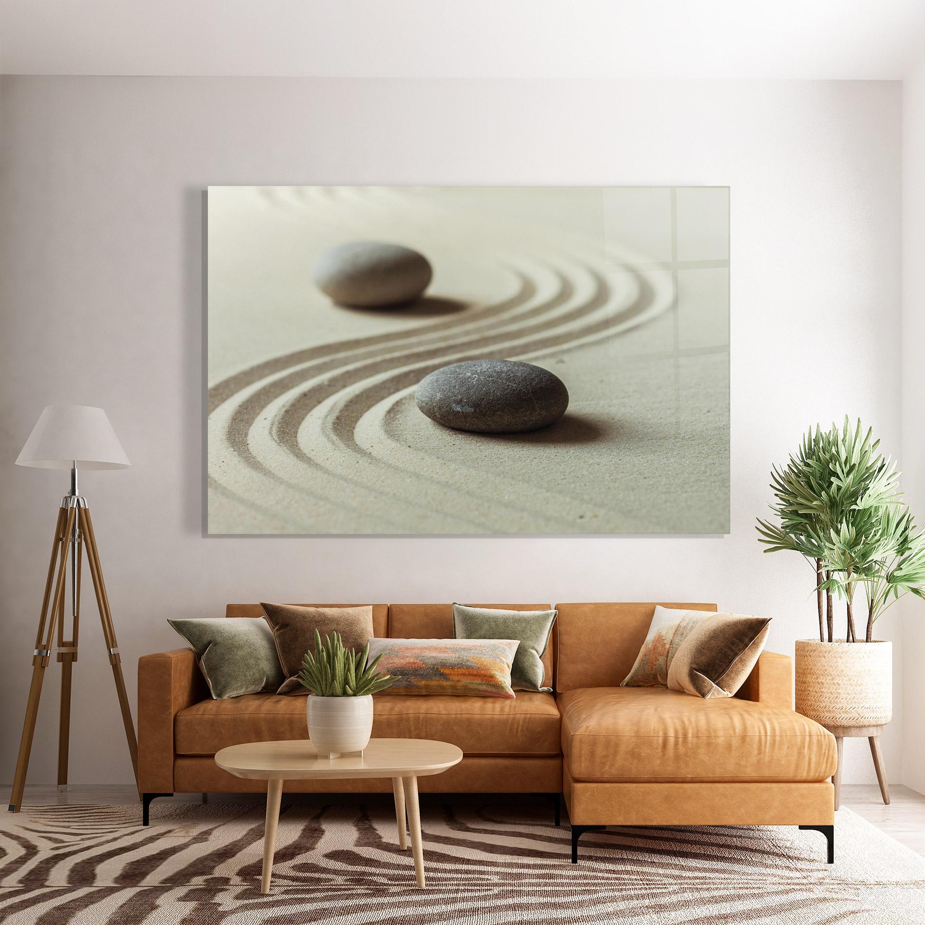 Tablou Sticla Cream Sand Stones mockup 7