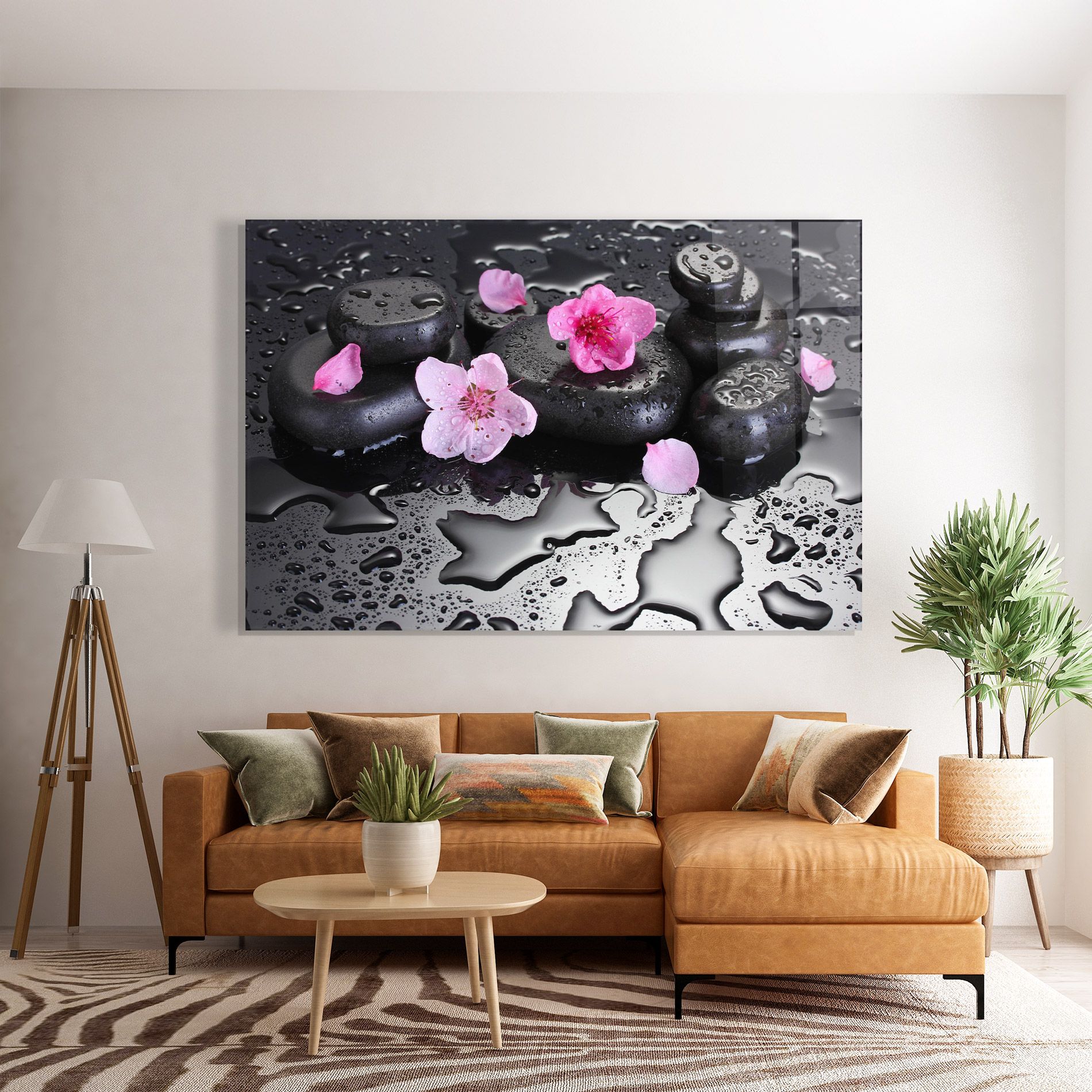 Pink Flowers Stones mockup 7