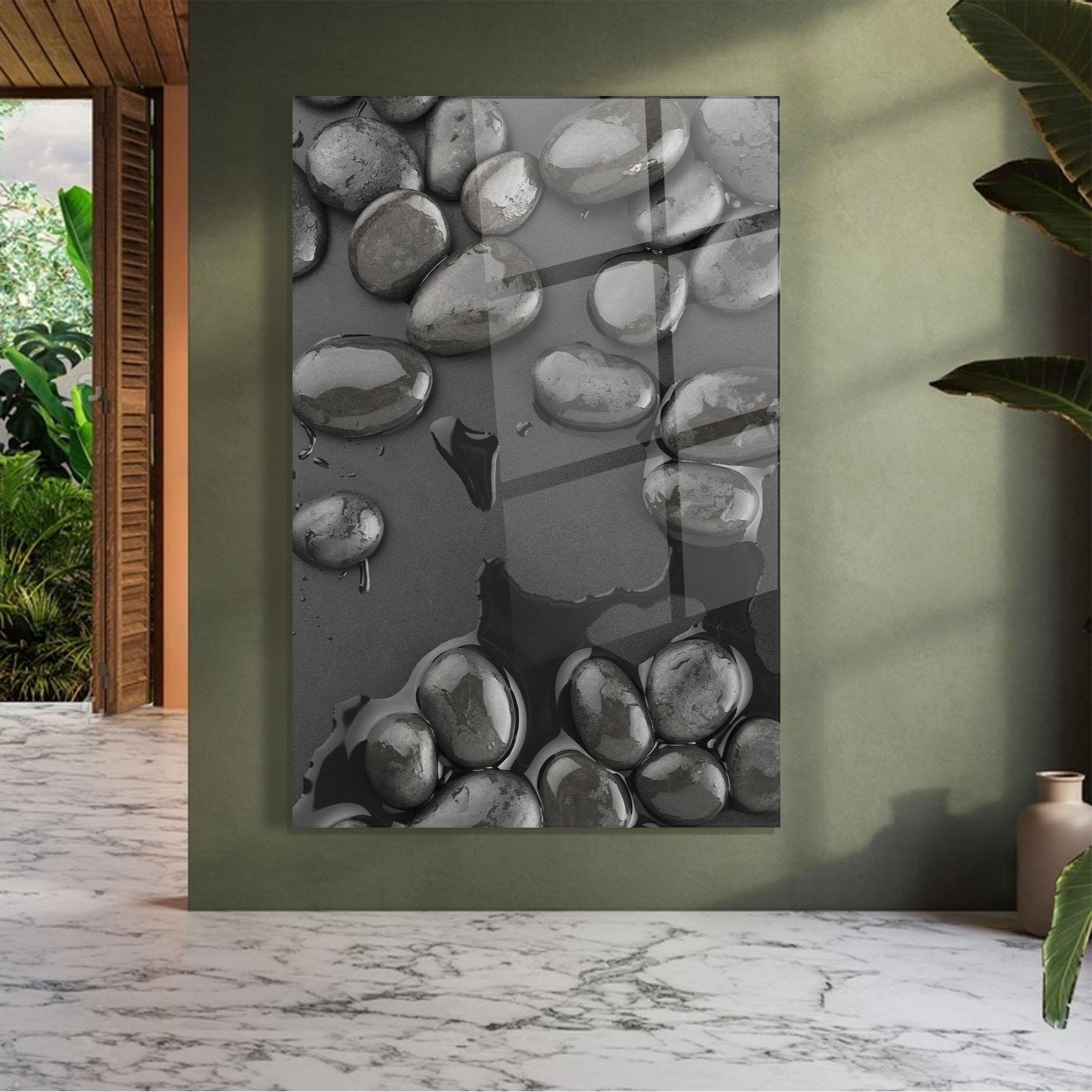 Tablou Sticla Grey Shiny Stones mockup 7