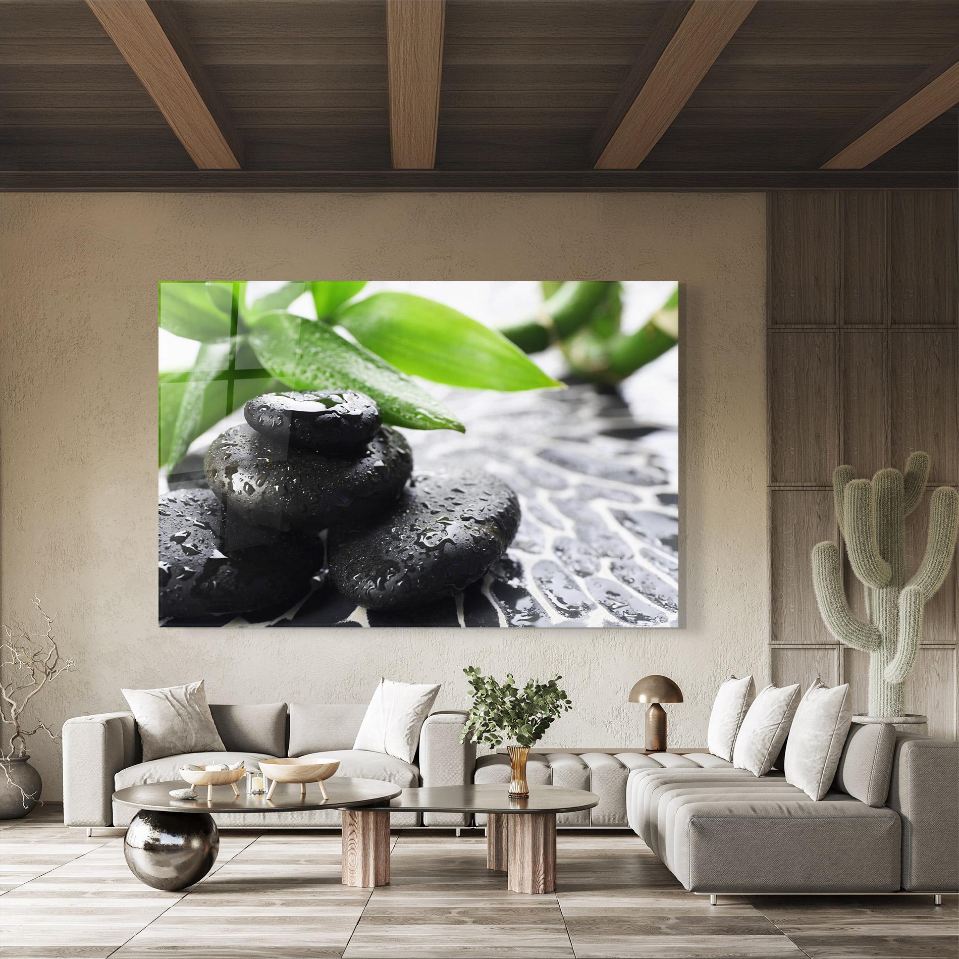 Tablou Sticla Bamboo Branch Stones mockup 8