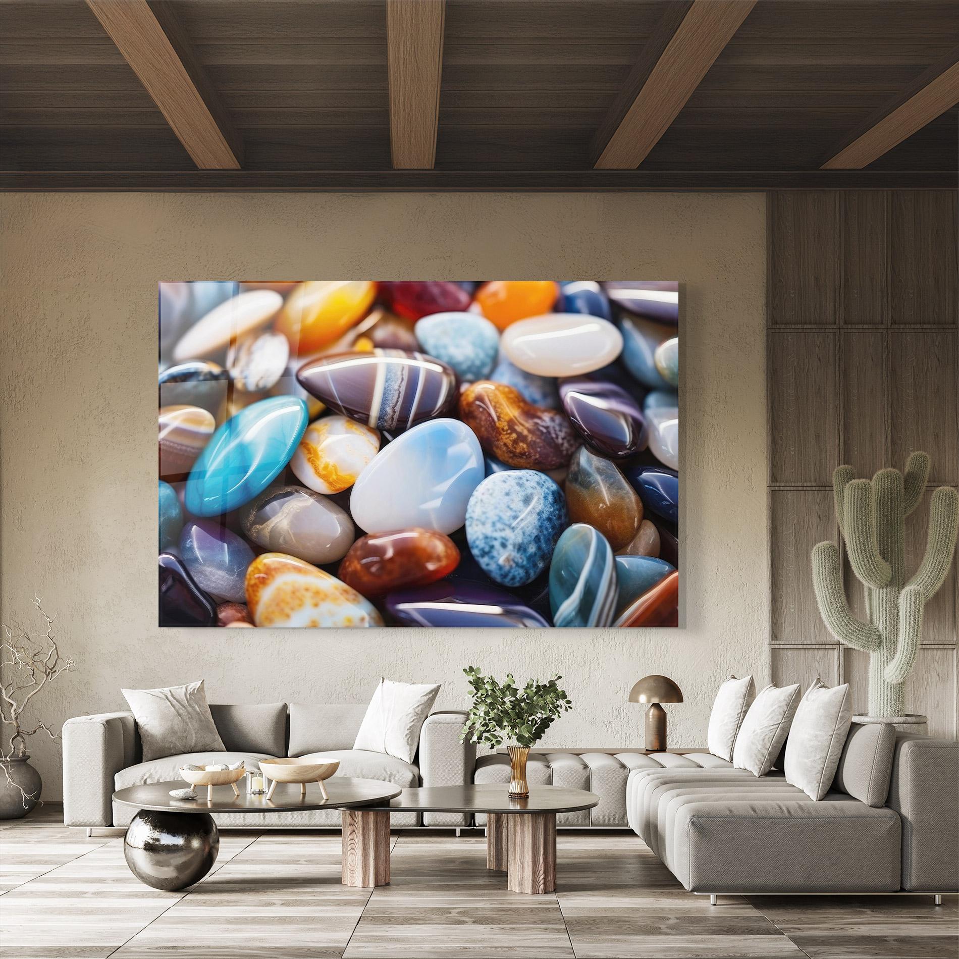 Tablou Sticla Beach Gemstones mockup 8