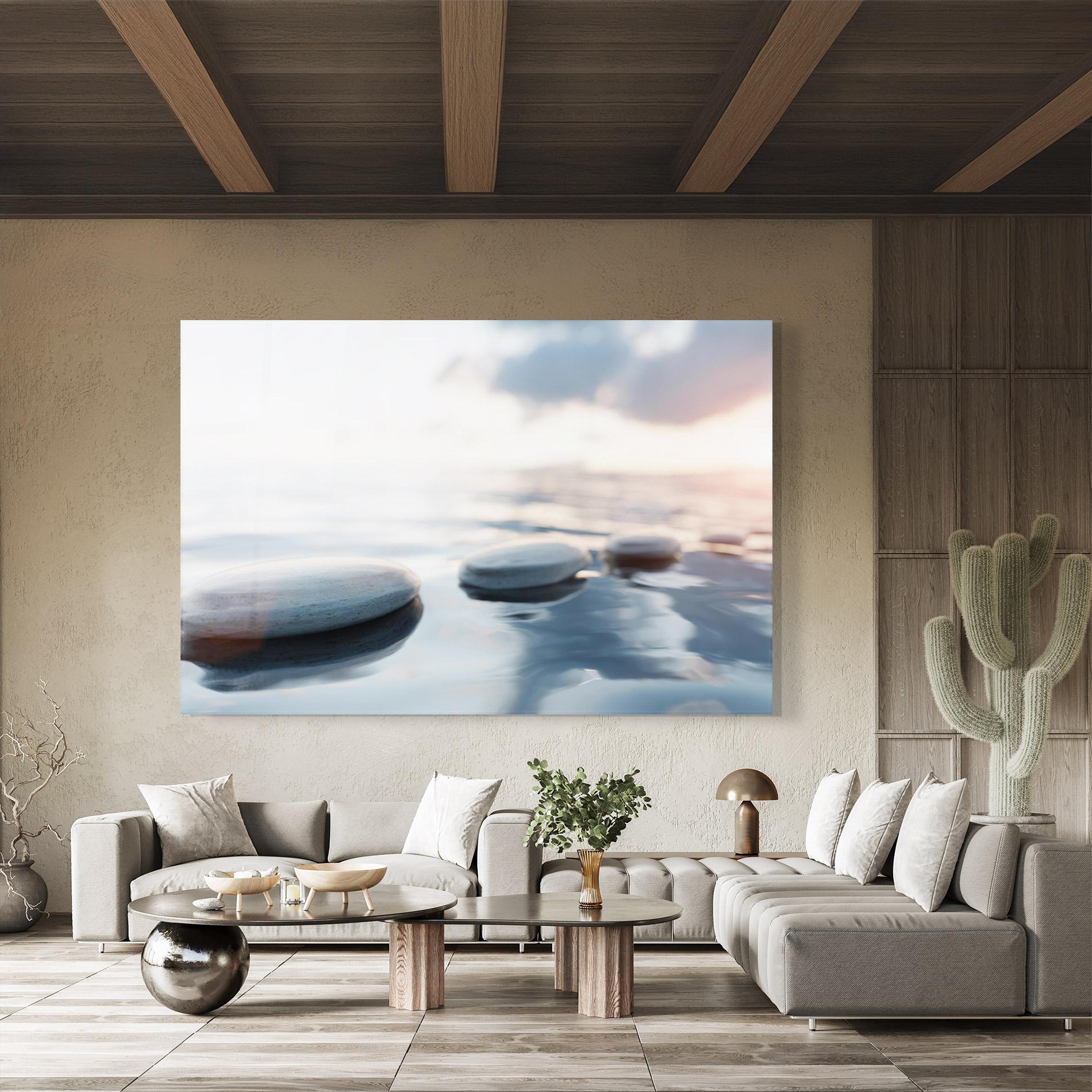 Tablou Sticla Calm Water Stone mockup 8