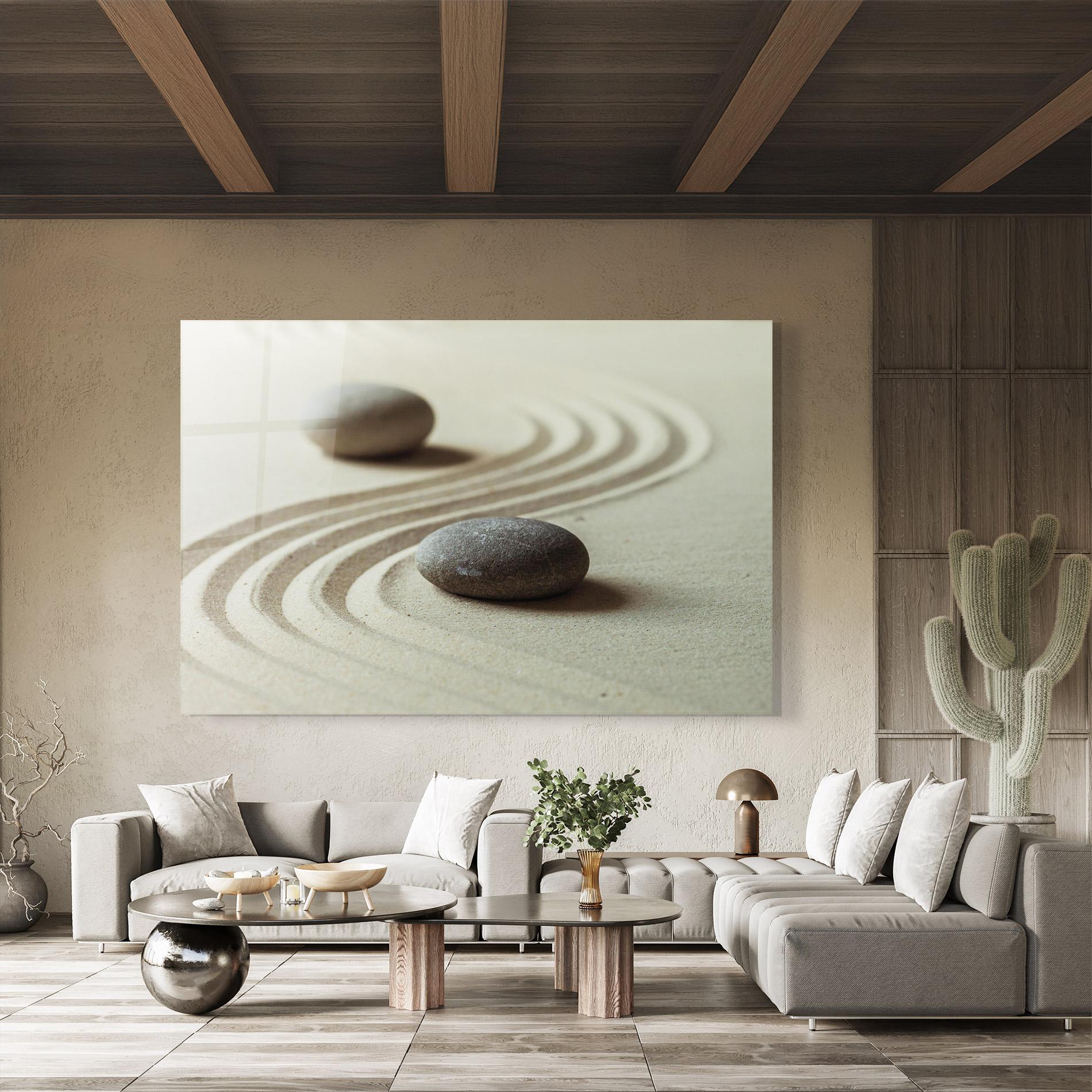 Tablou Sticla Cream Sand Stones mockup 8