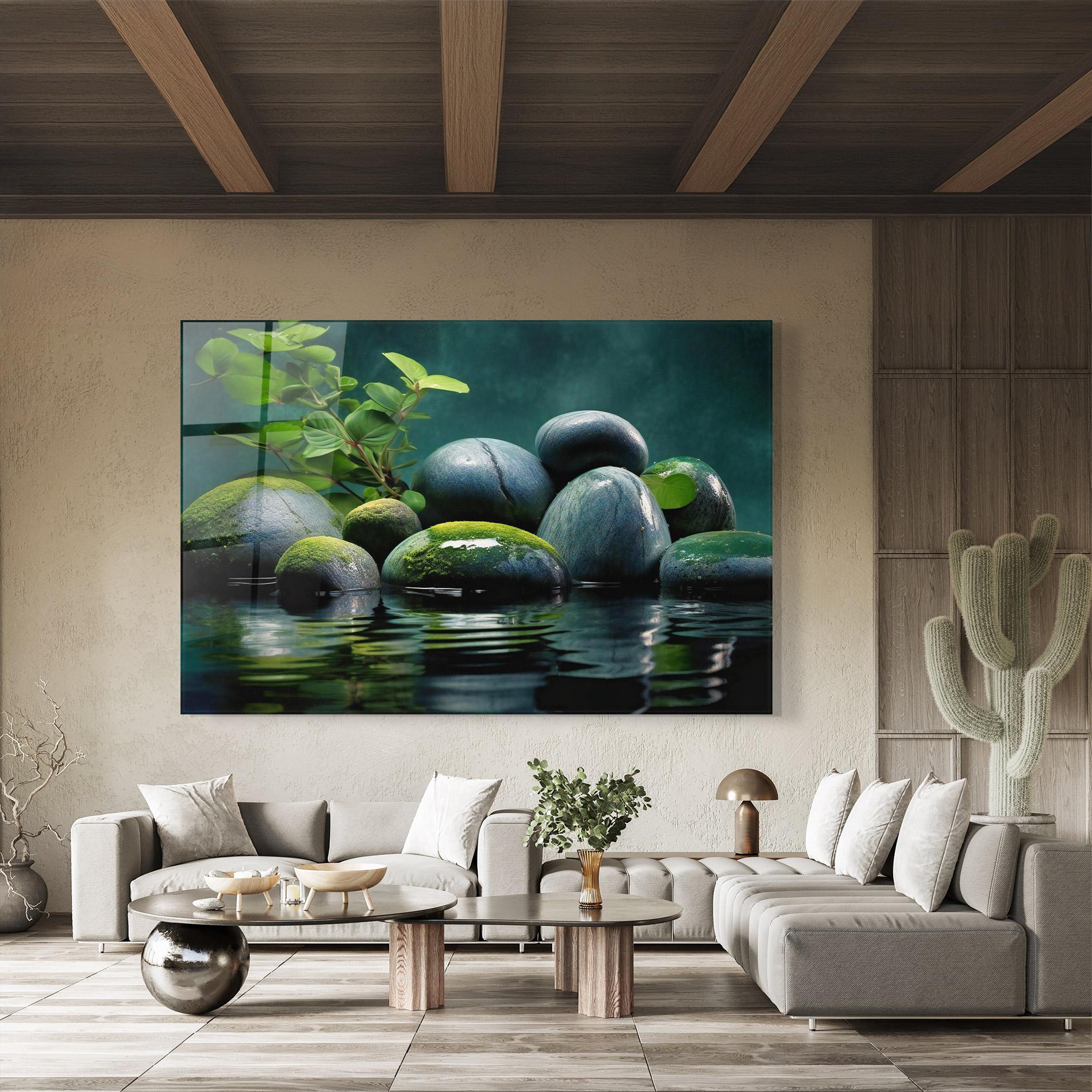 Tablou Sticla Green Stone Nature mockup 8