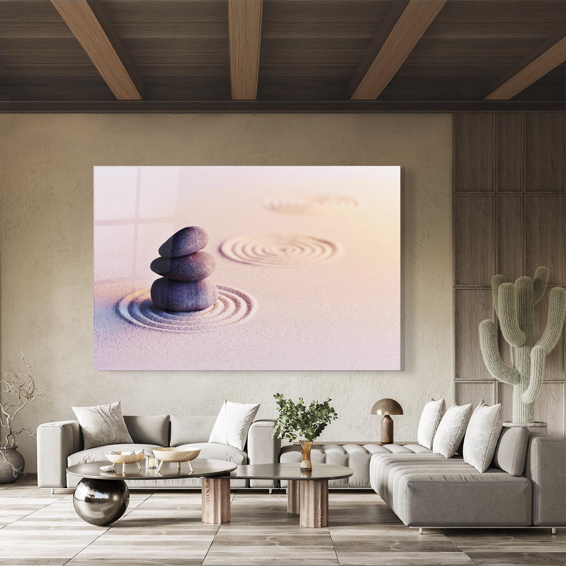 Tablou Sticla Meditation Stones Sand mockup 8