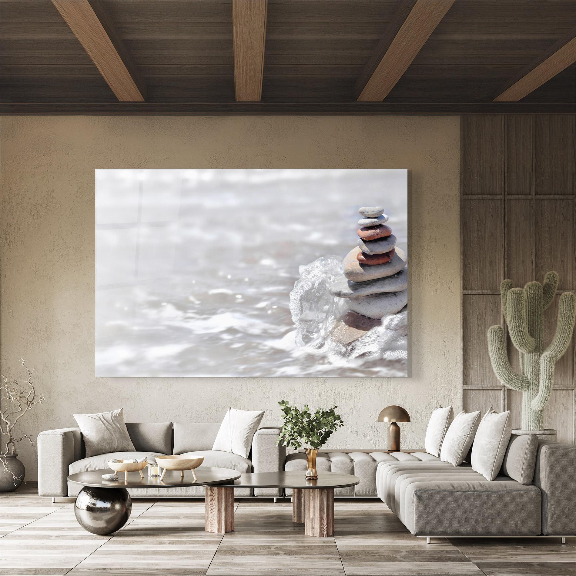 Tablou Sticla Pebbles Balance Sea mockup 8