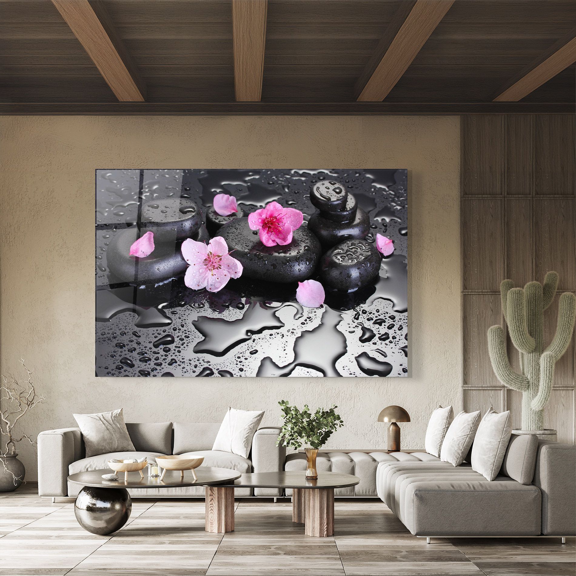 Pink Flowers Stones mockup 8