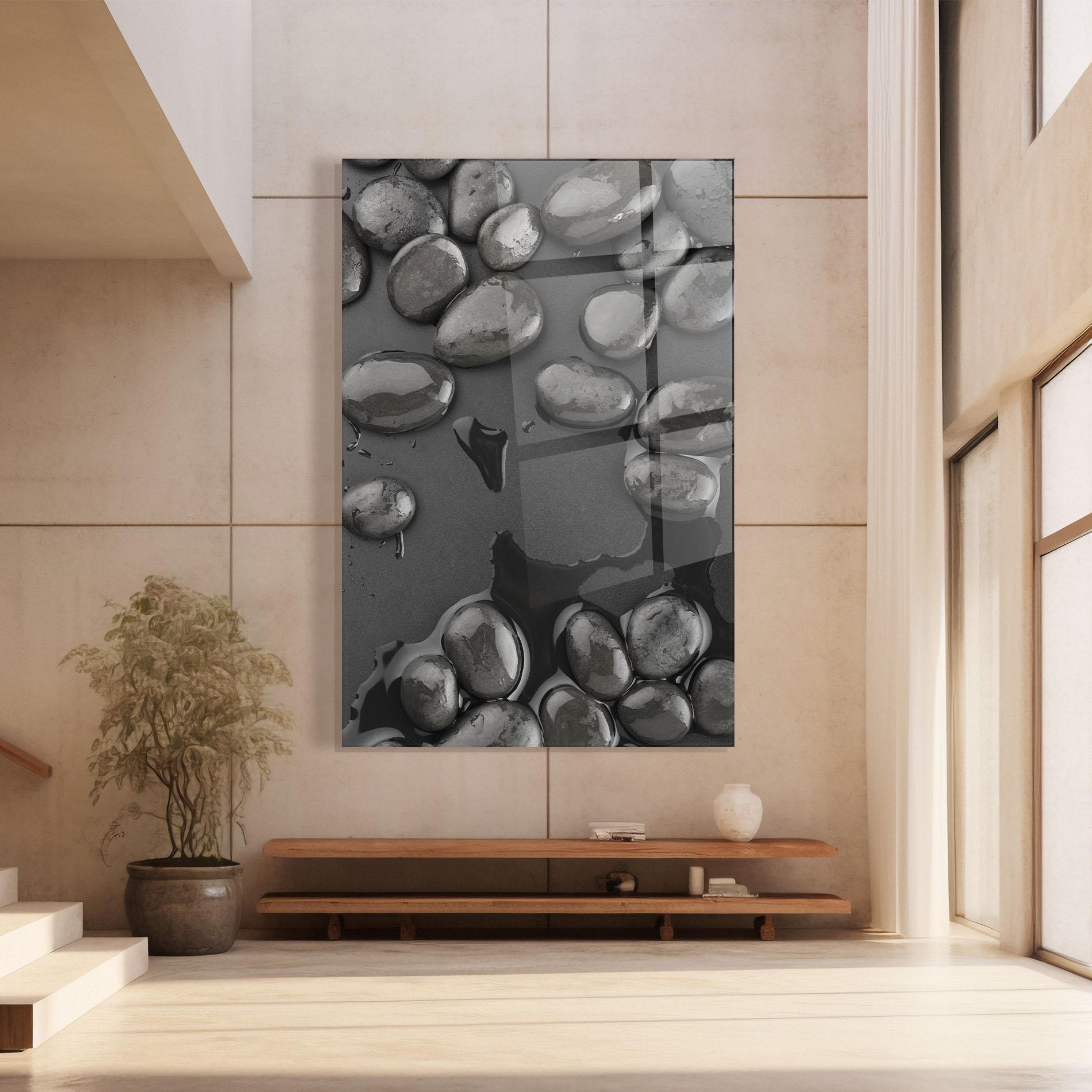 Tablou Sticla Grey Shiny Stones mockup 8