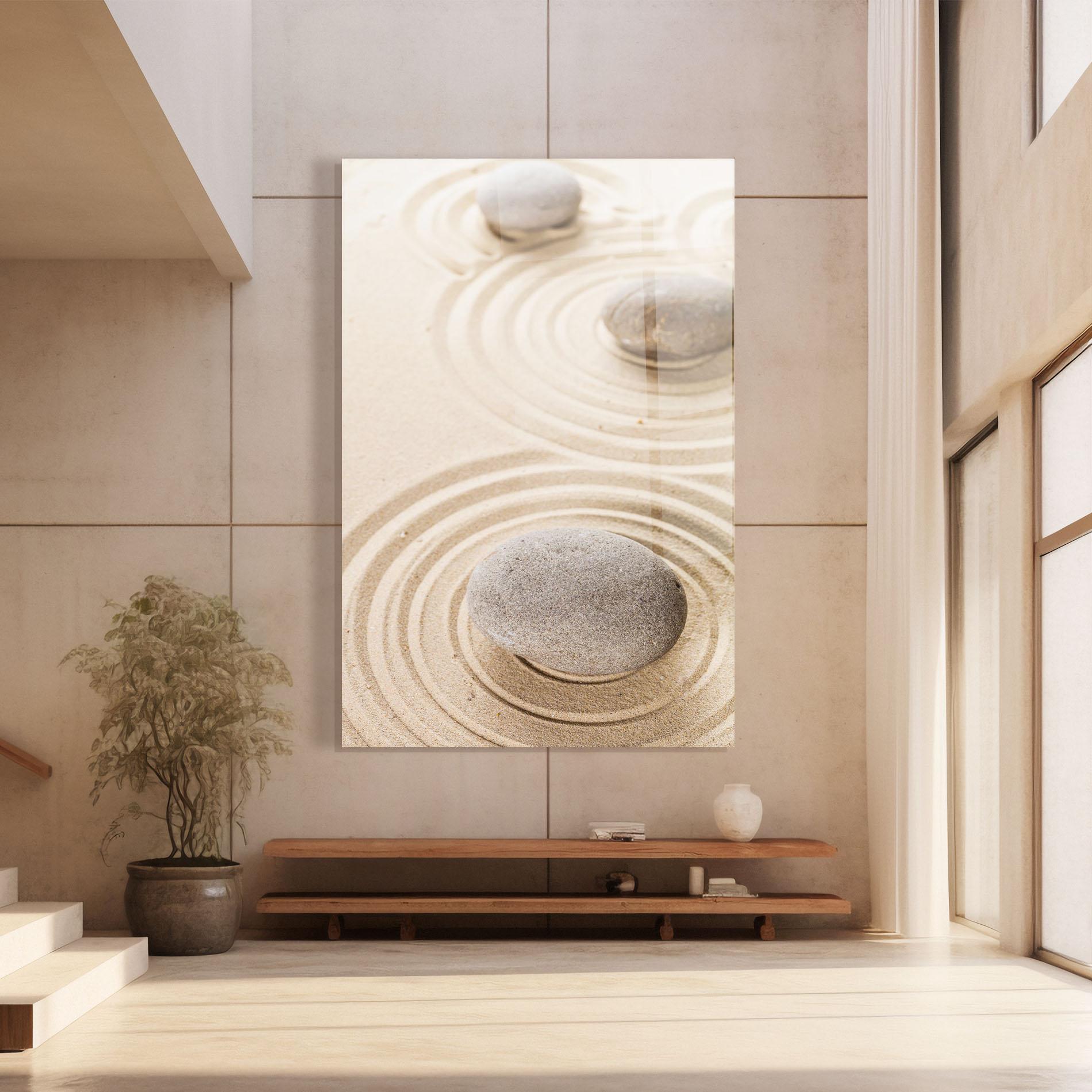 Tablou Sticla Meditation Cream Stone mockup 8