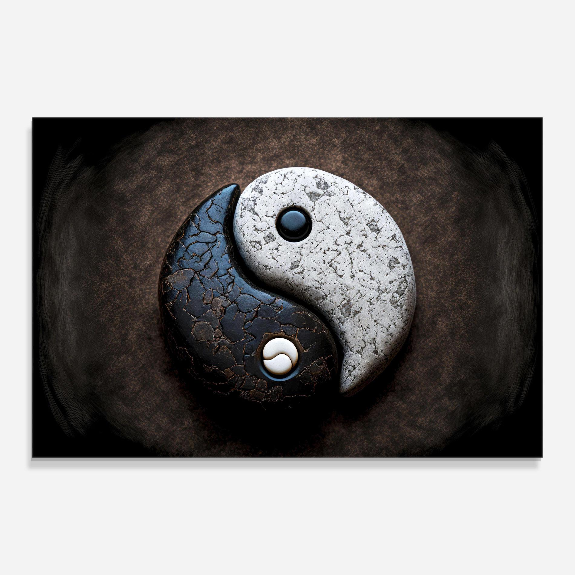 Tablou Sticla Black Stone Yinyang mockup 0