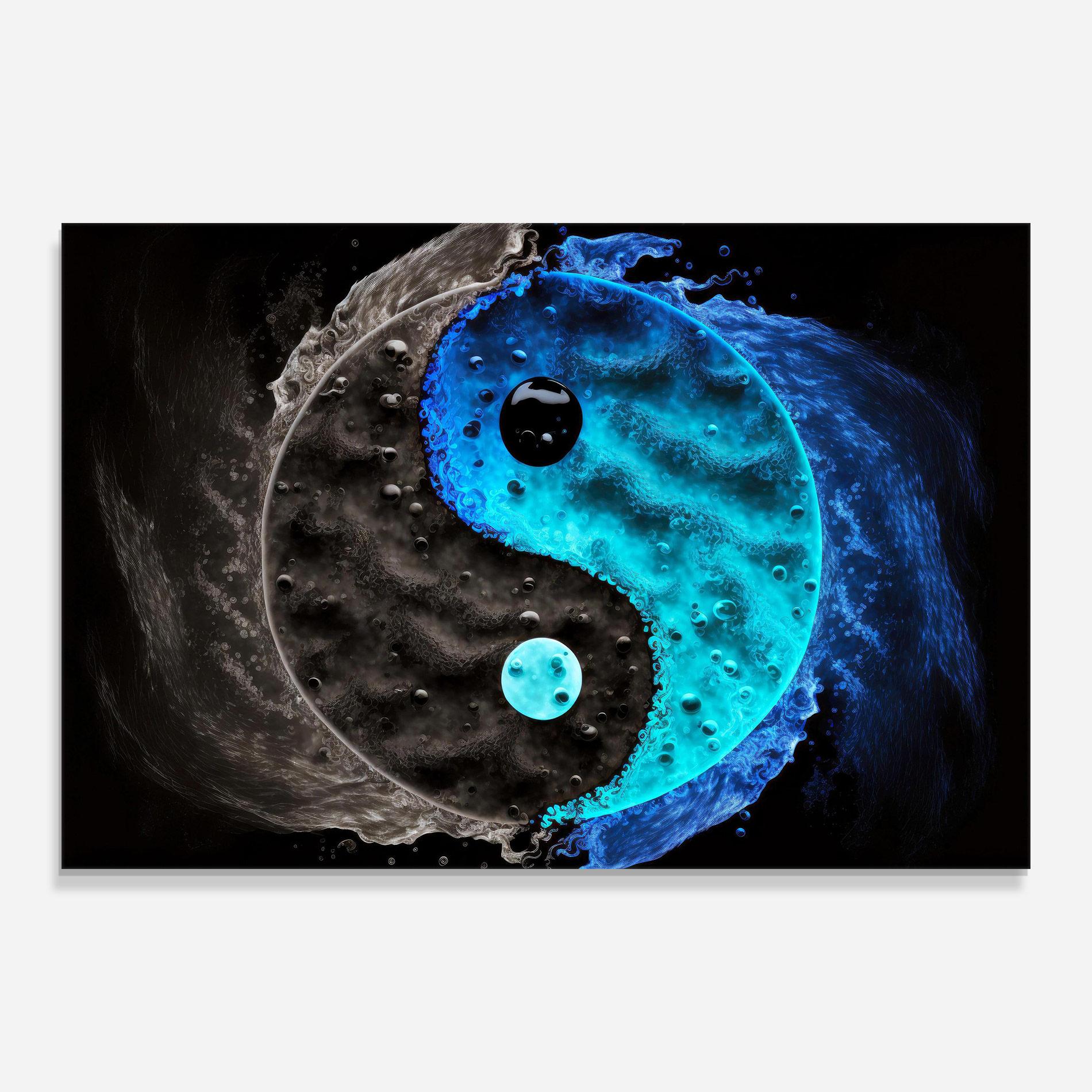 Tablou Sticla Blue Water Yinyang mockup 0