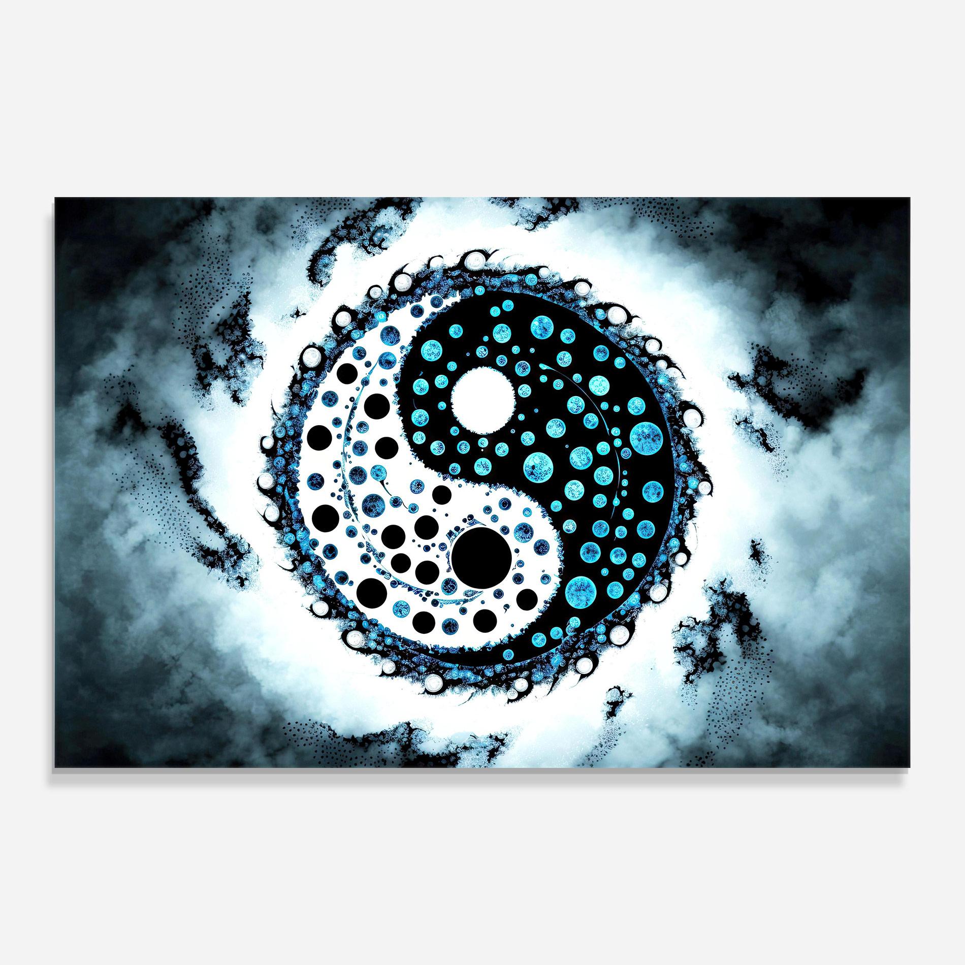 Tablou Sticla Blue White Yinyang mockup 0