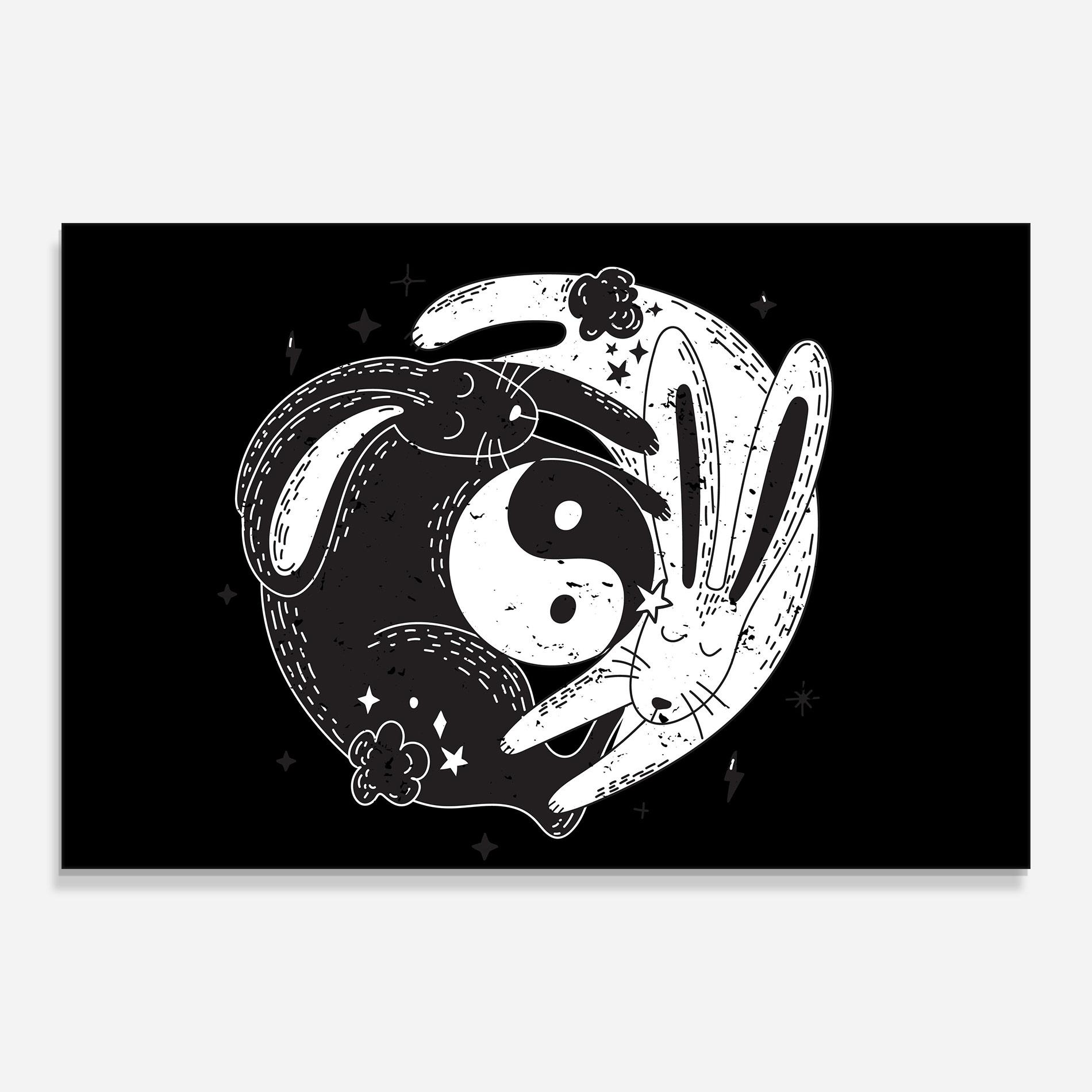Tablou Sticla Bunny Yinyang mockup 0