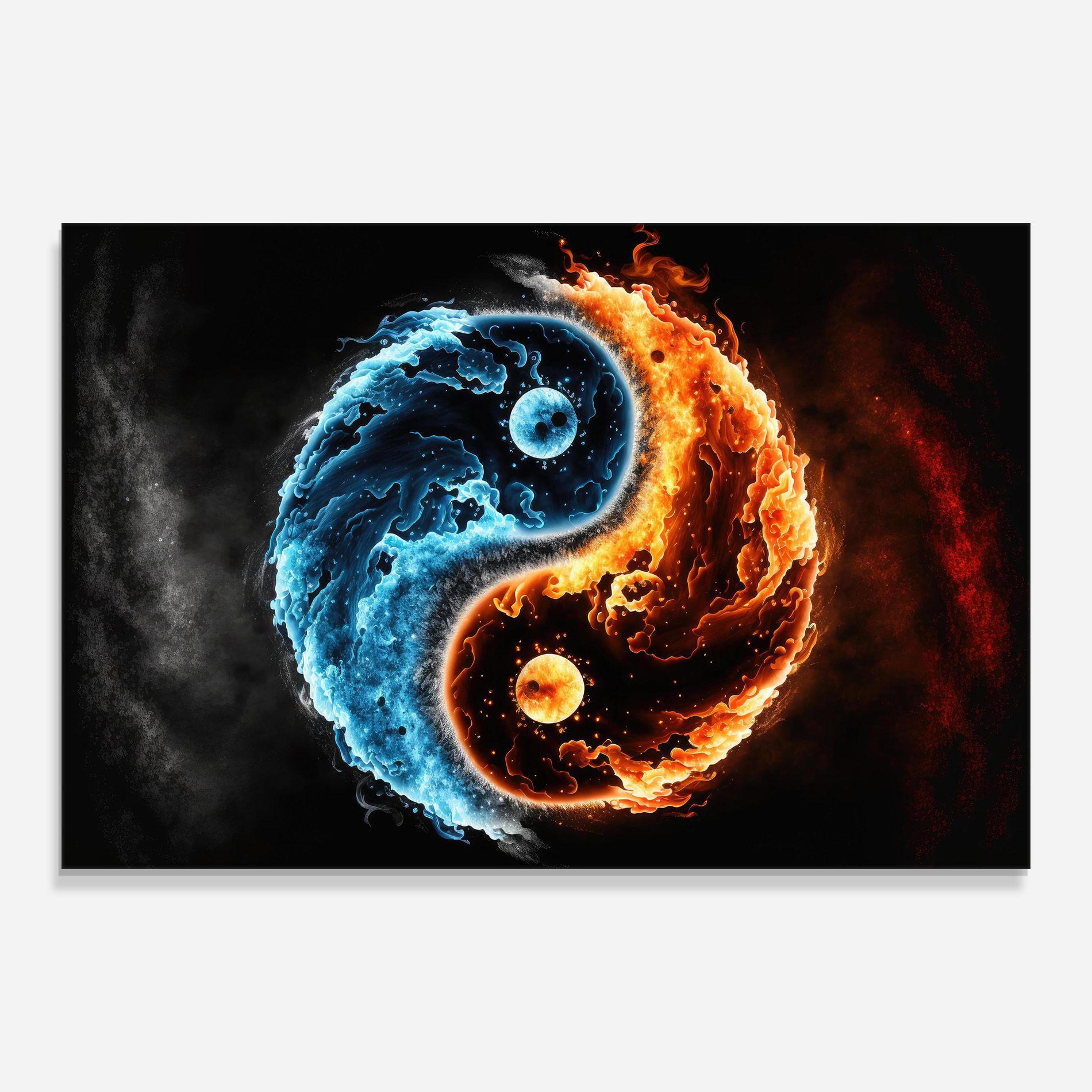 Tablou Sticla Fire Water Yinyang mockup 0