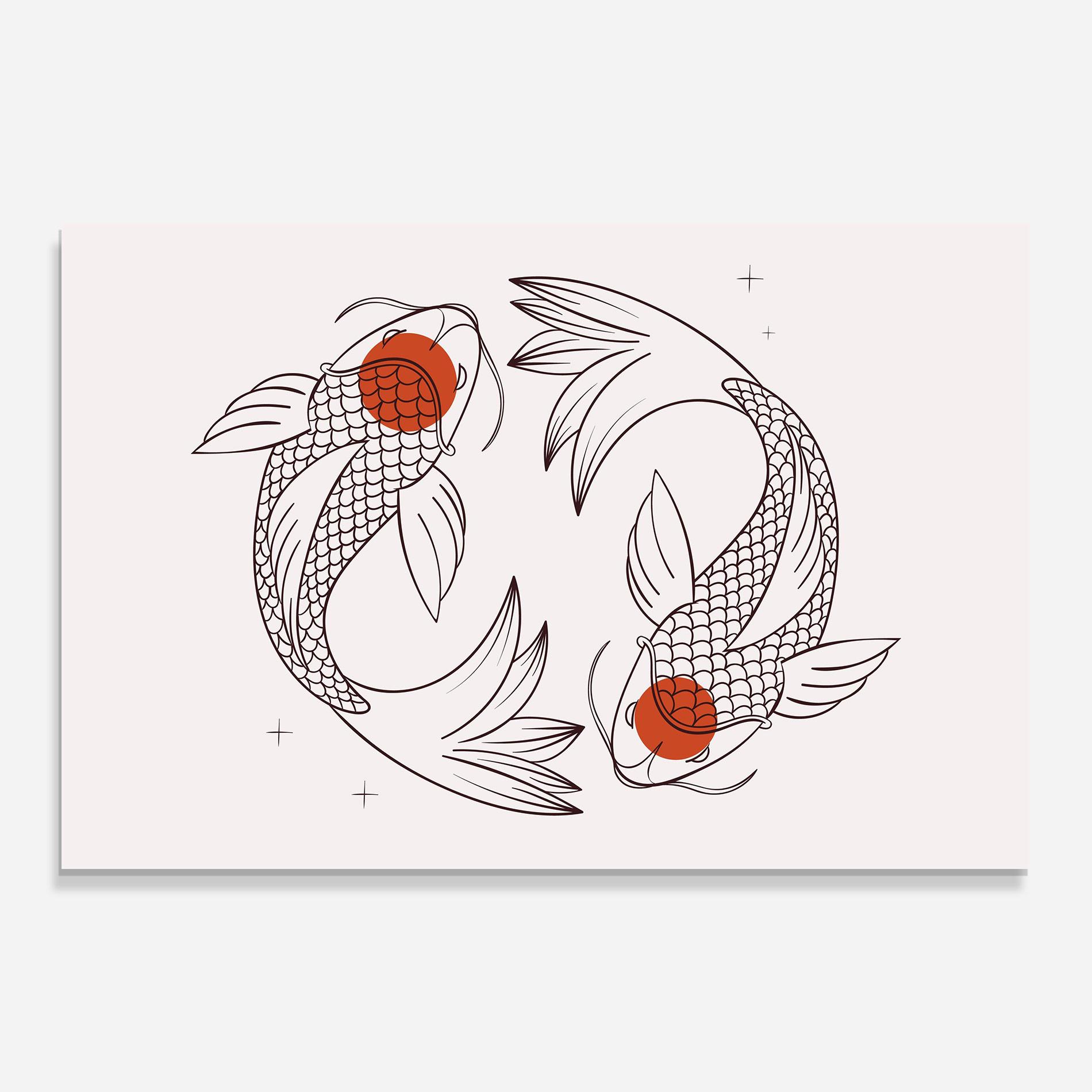 Tablou Sticla Koi Yinyang Art mockup 0