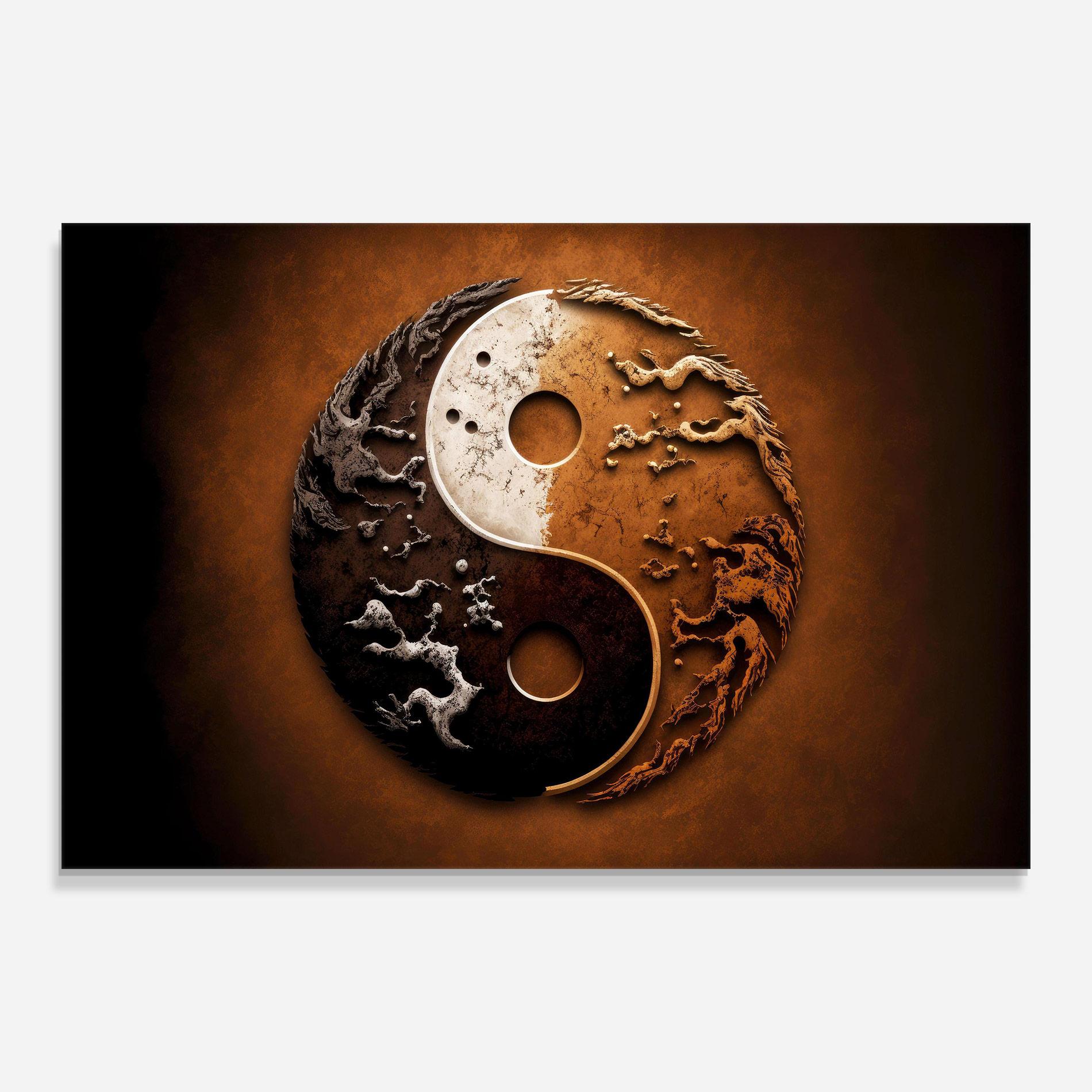 Tablou Sticla White Sand Yinyang mockup 0