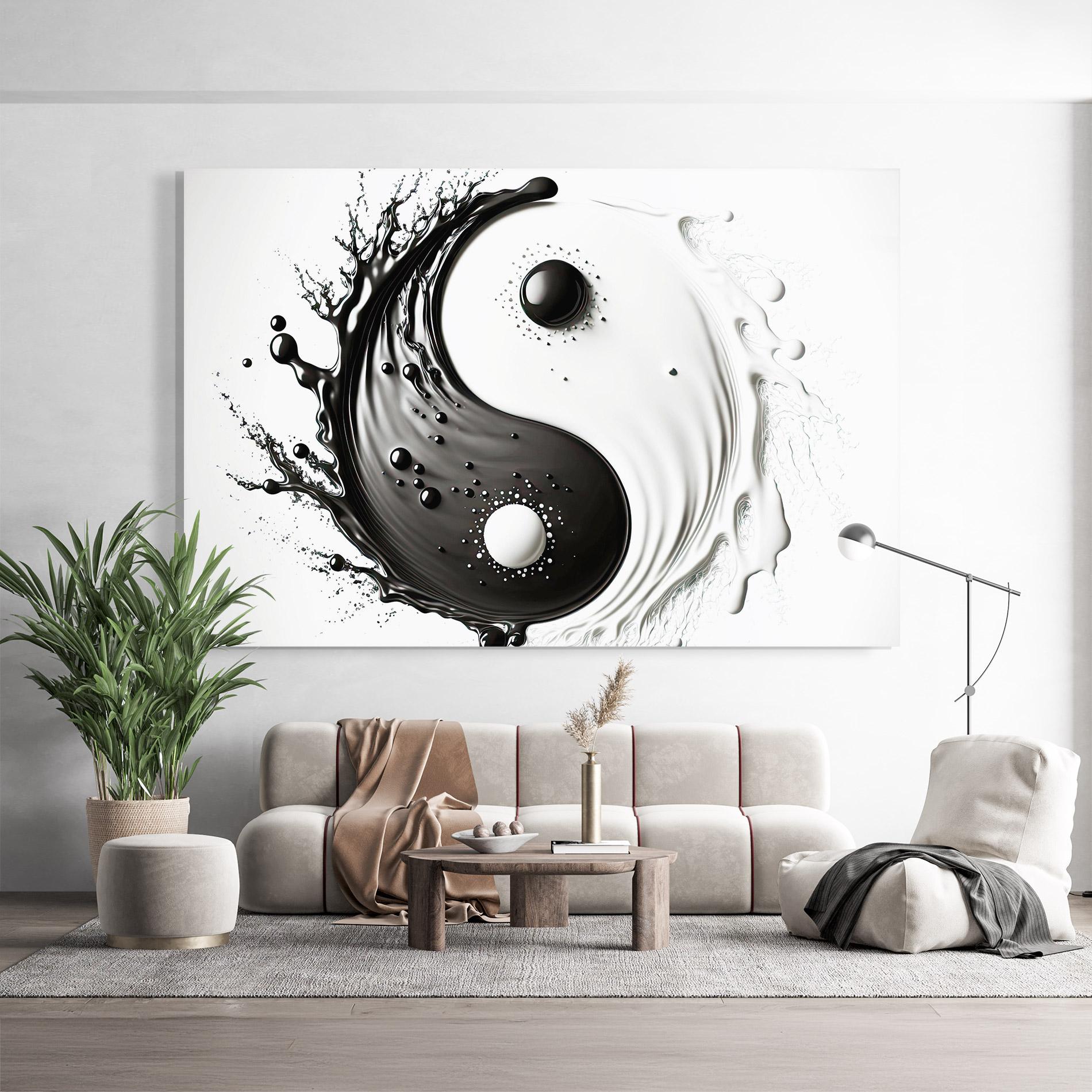 Tablou Sticla Black Liquid Yinyang mockup 9