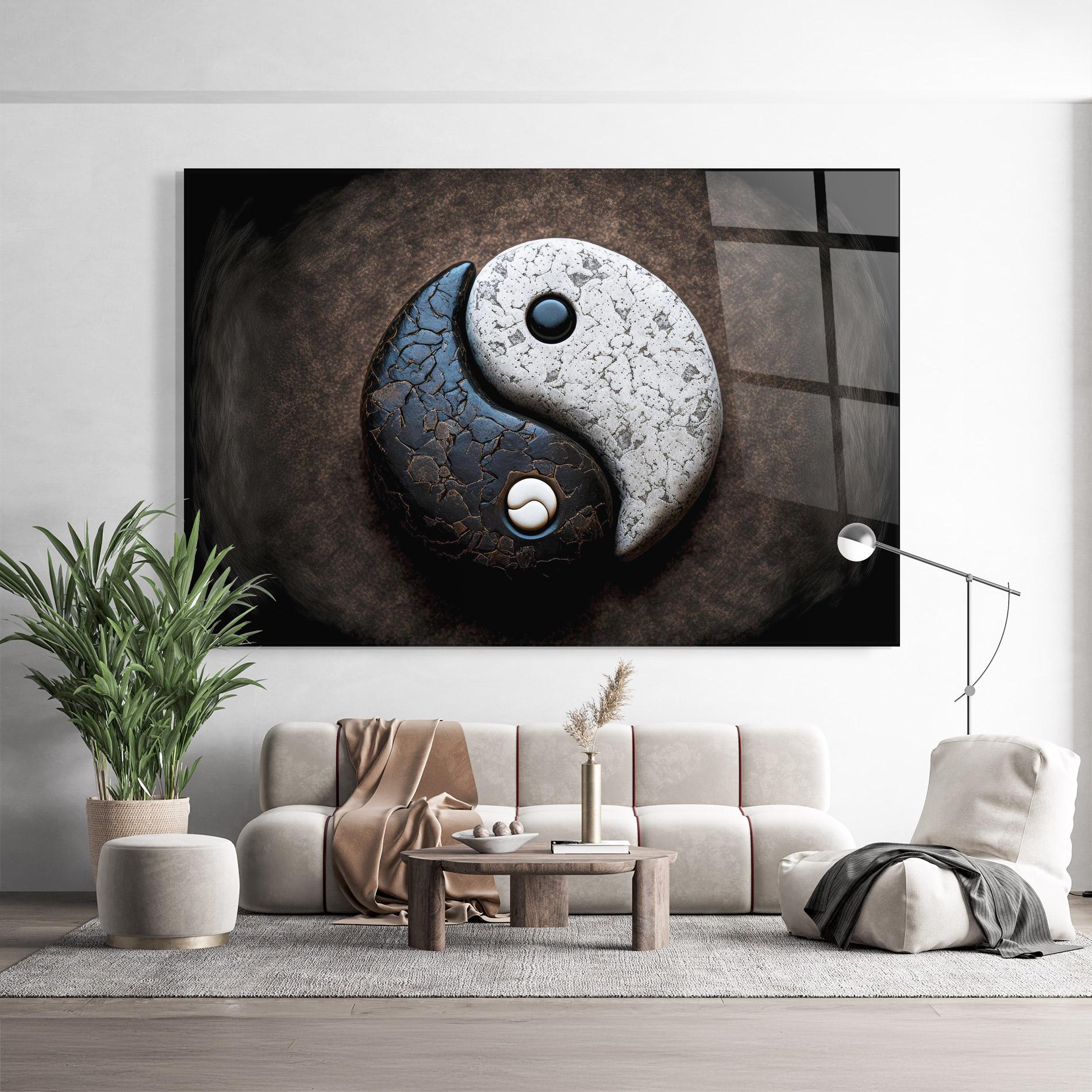 Tablou Sticla Black Stone Yinyang mockup 9