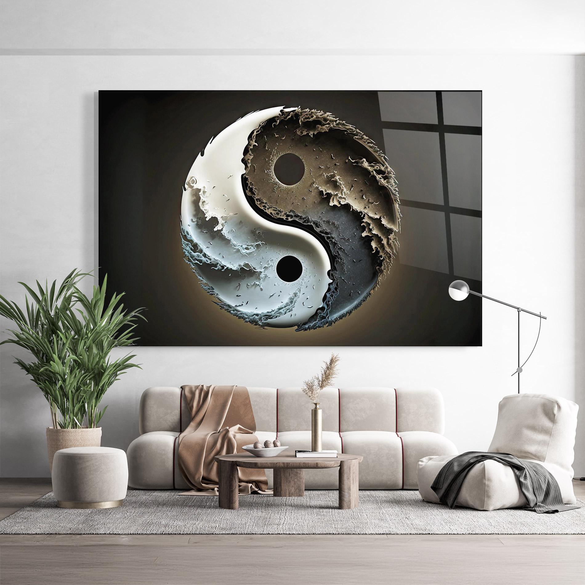Tablou Sticla Brown Smoke Yinyang mockup 9