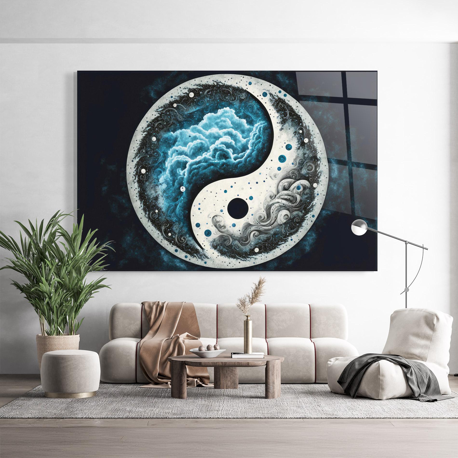 Tablou Sticla Cloudy Yinyang mockup 9