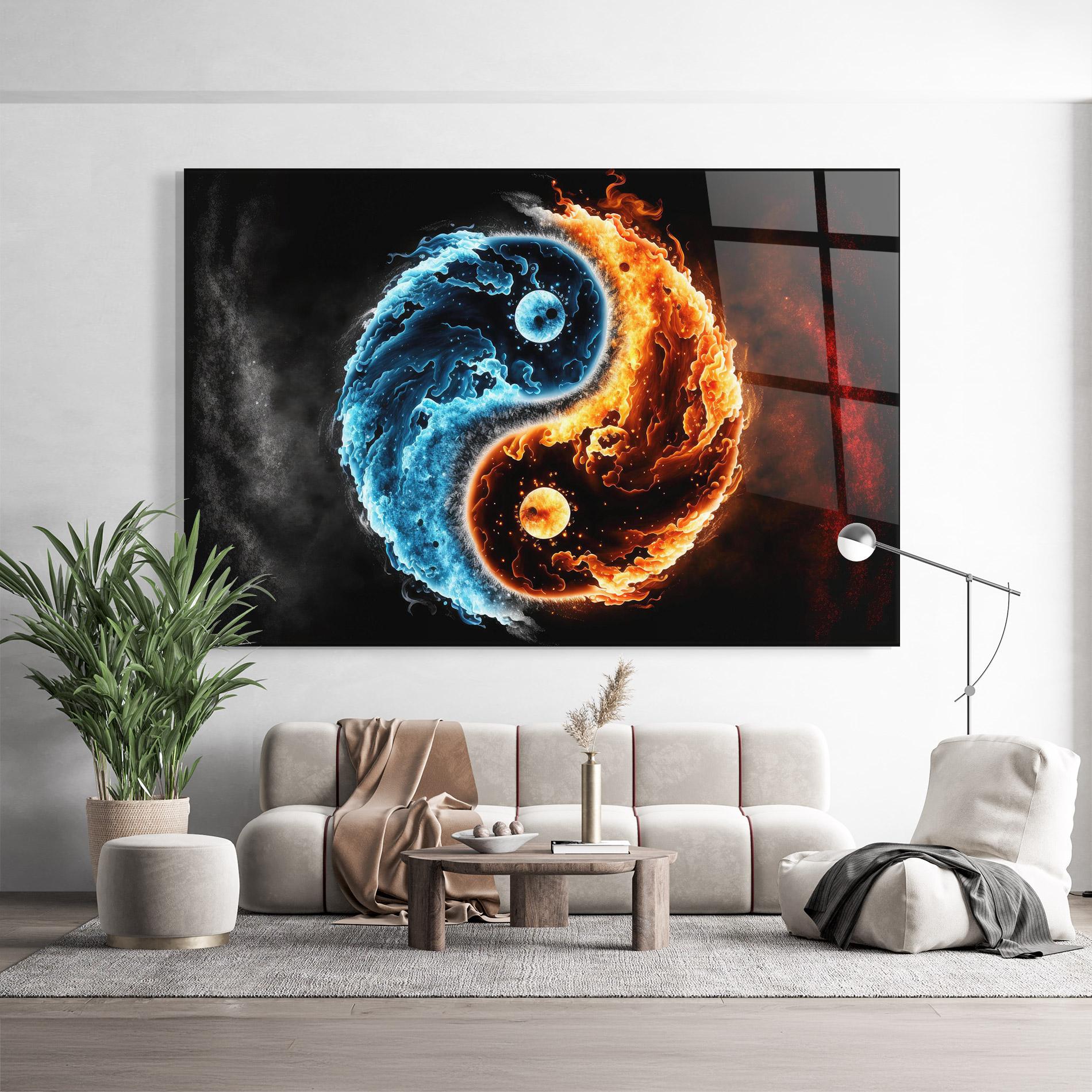 Tablou Sticla Fire Water Yinyang mockup 9