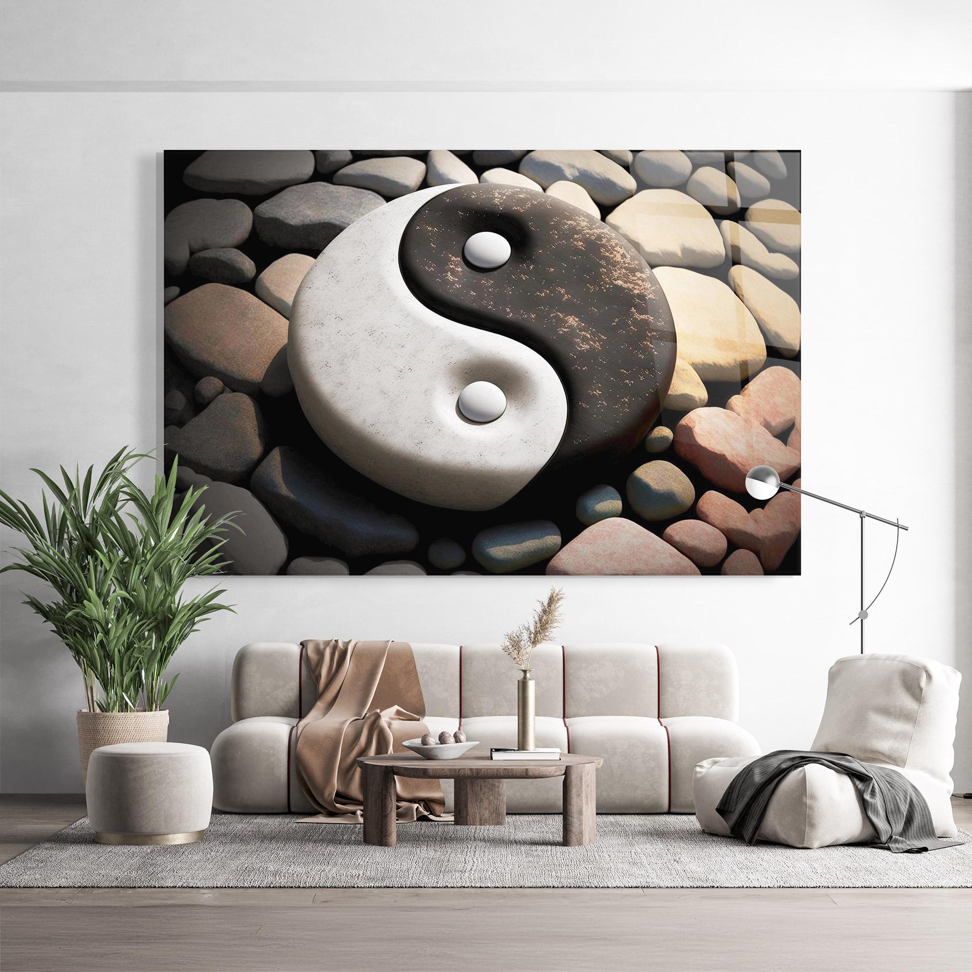 Tablou Sticla Stone Yinyang mockup 9