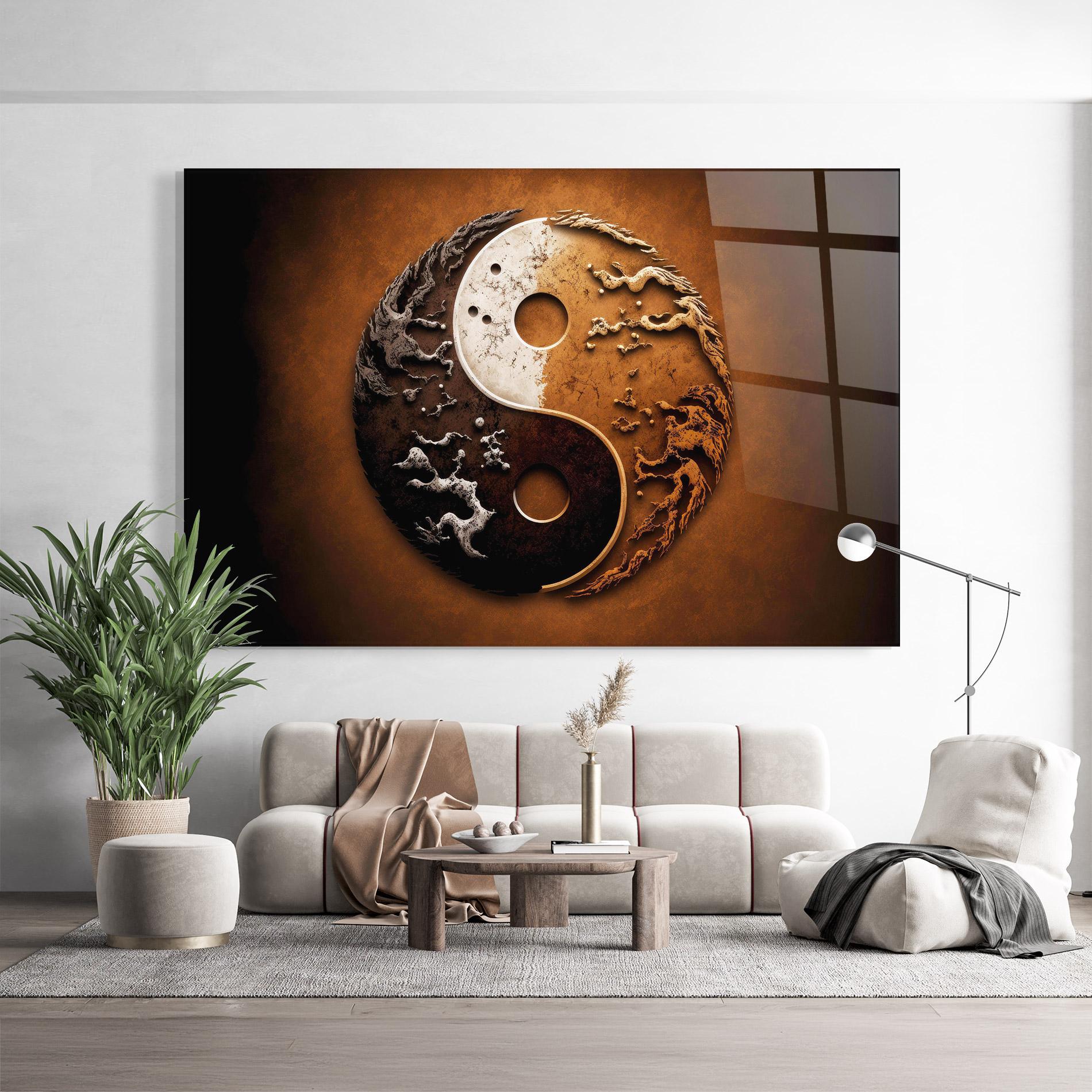 Tablou Sticla White Sand Yinyang mockup 9