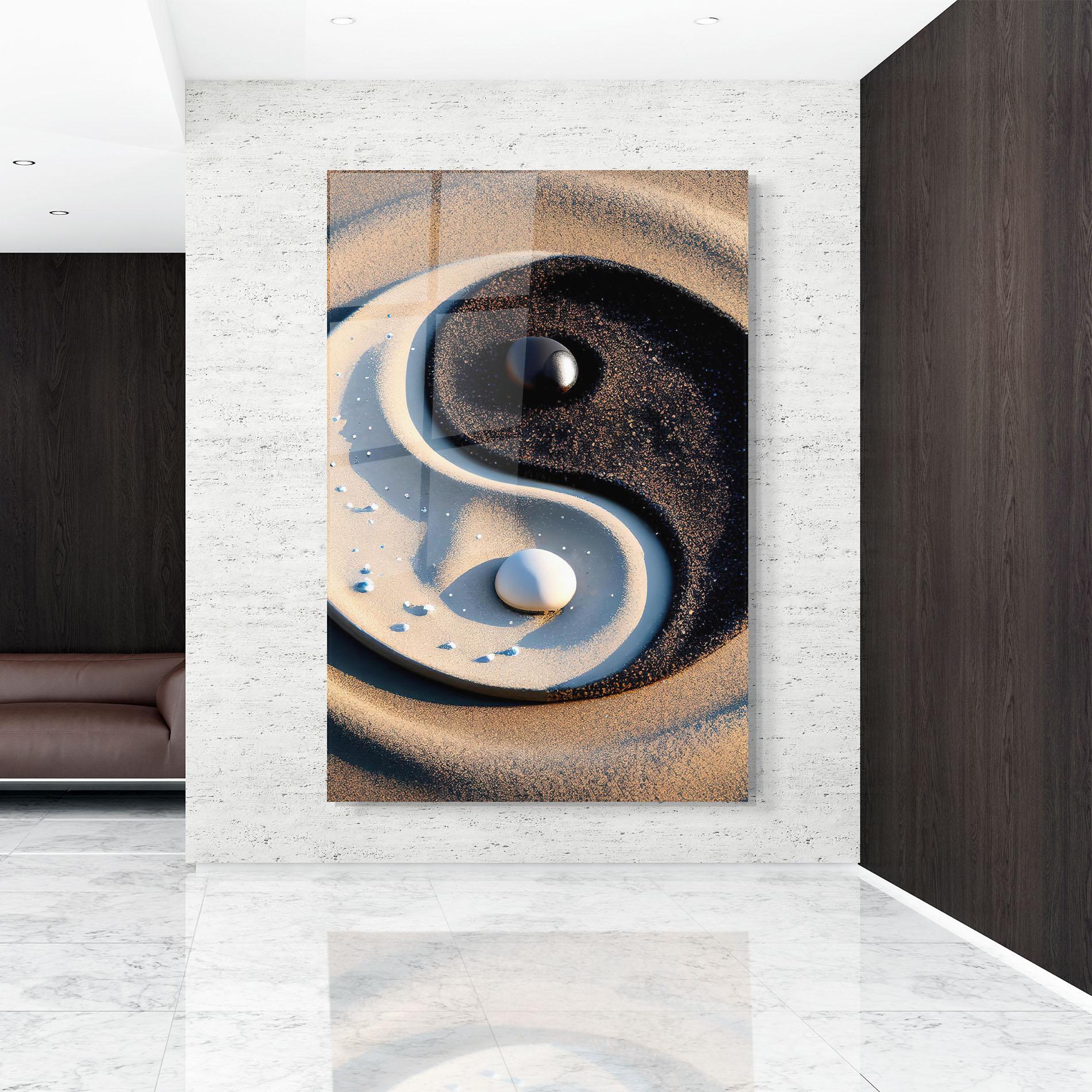 Tablou Sticla Pretty Sand Yinyang mockup 9