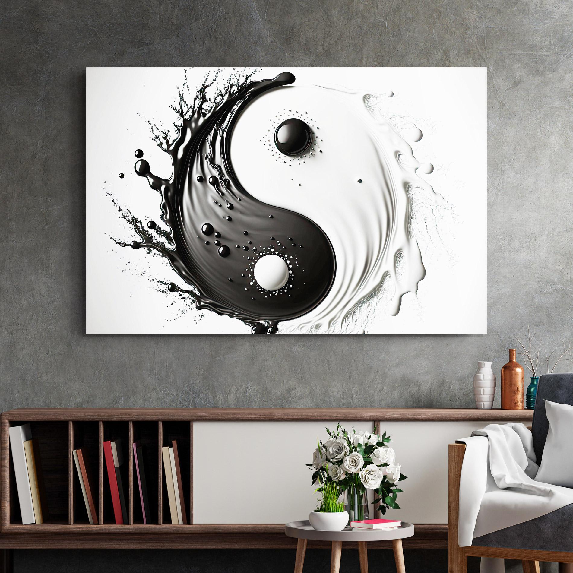 Tablou Sticla Black Liquid Yinyang mockup 2