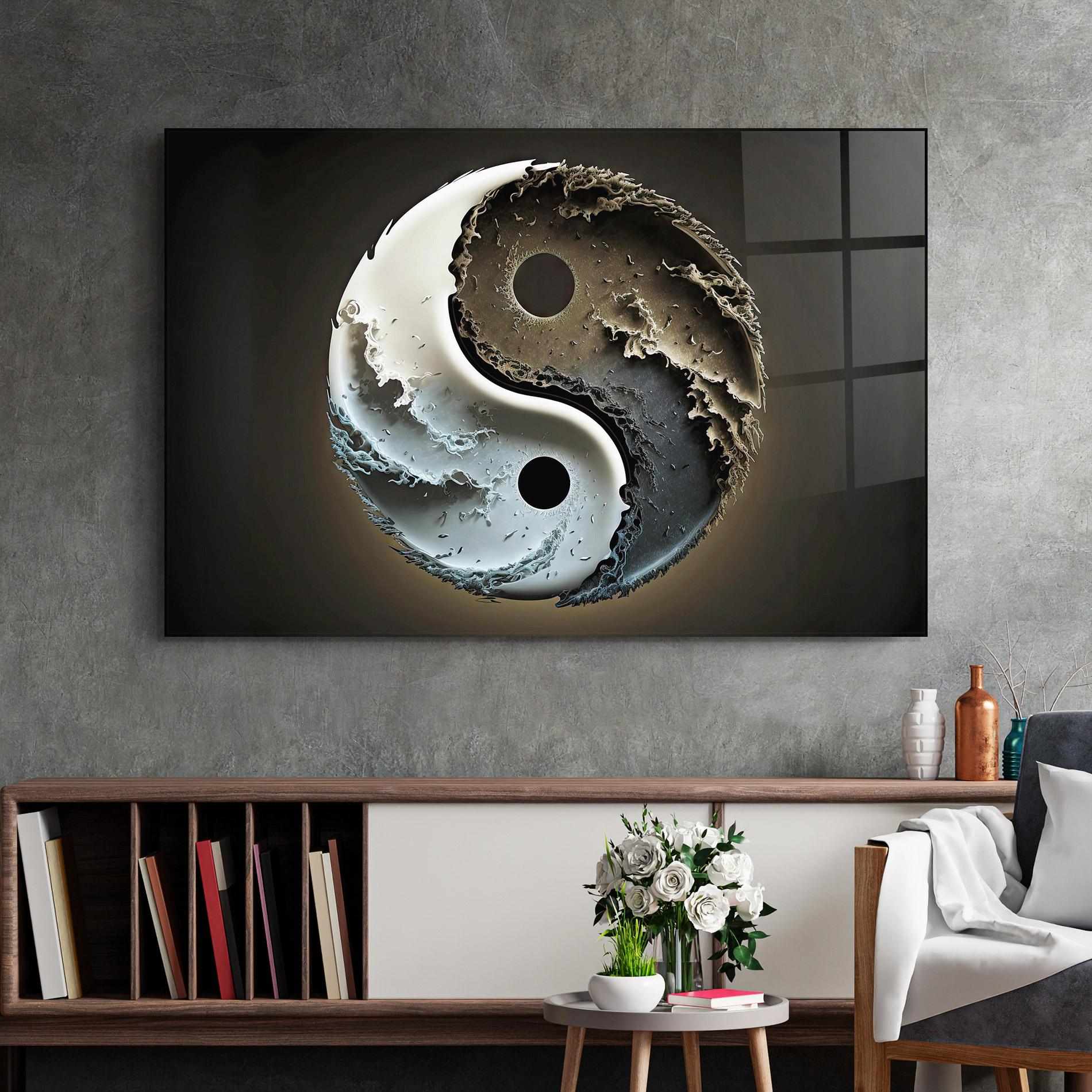 Tablou Sticla Brown Smoke Yinyang mockup 2