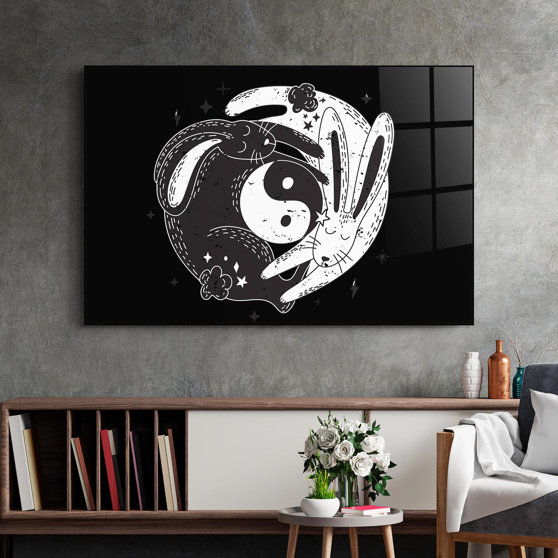 Tablou Sticla Bunny Yinyang mockup 2