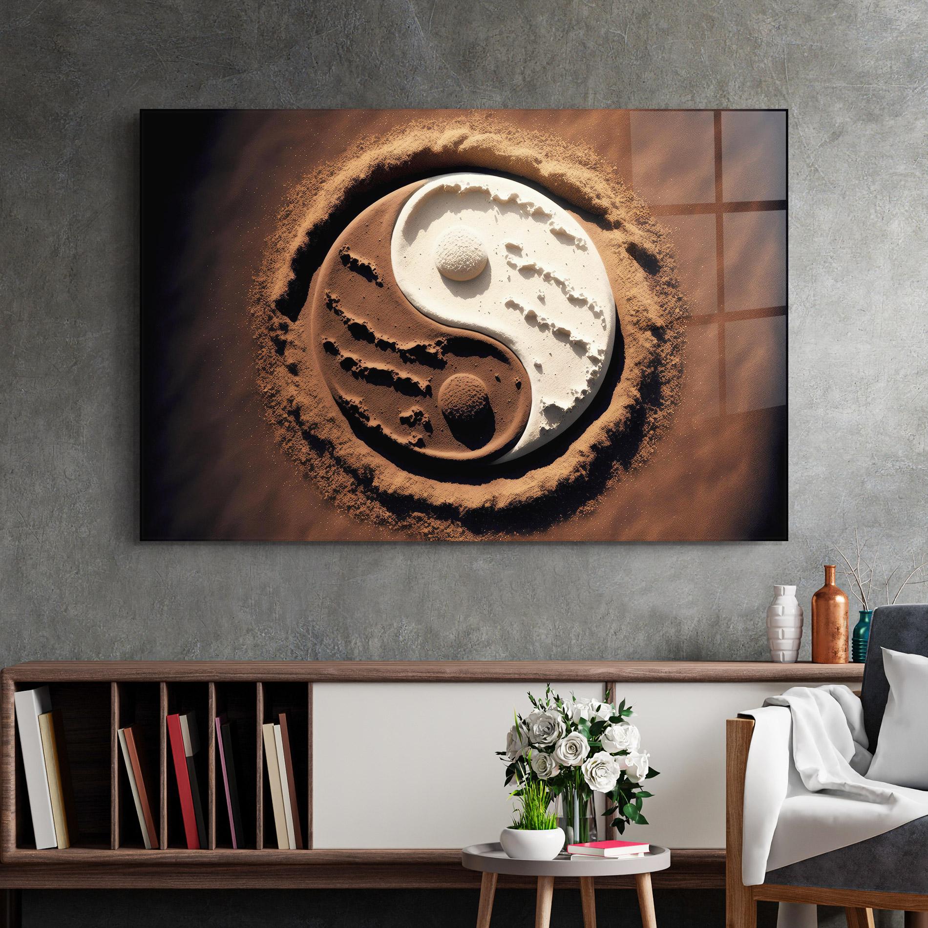 Tablou Sticla Earth Yinyang mockup 2