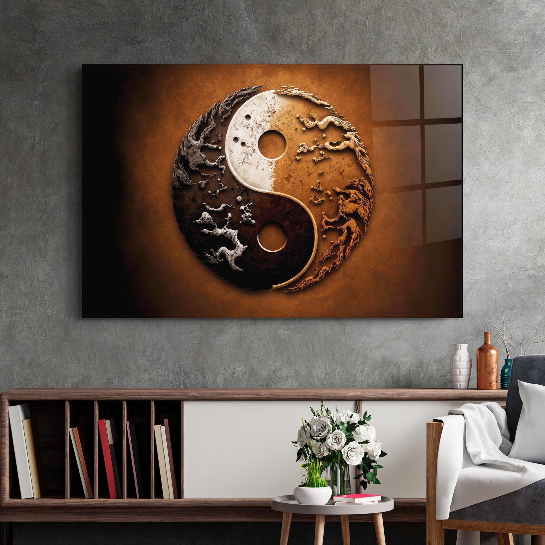 Tablou Sticla White Sand Yinyang mockup 2
