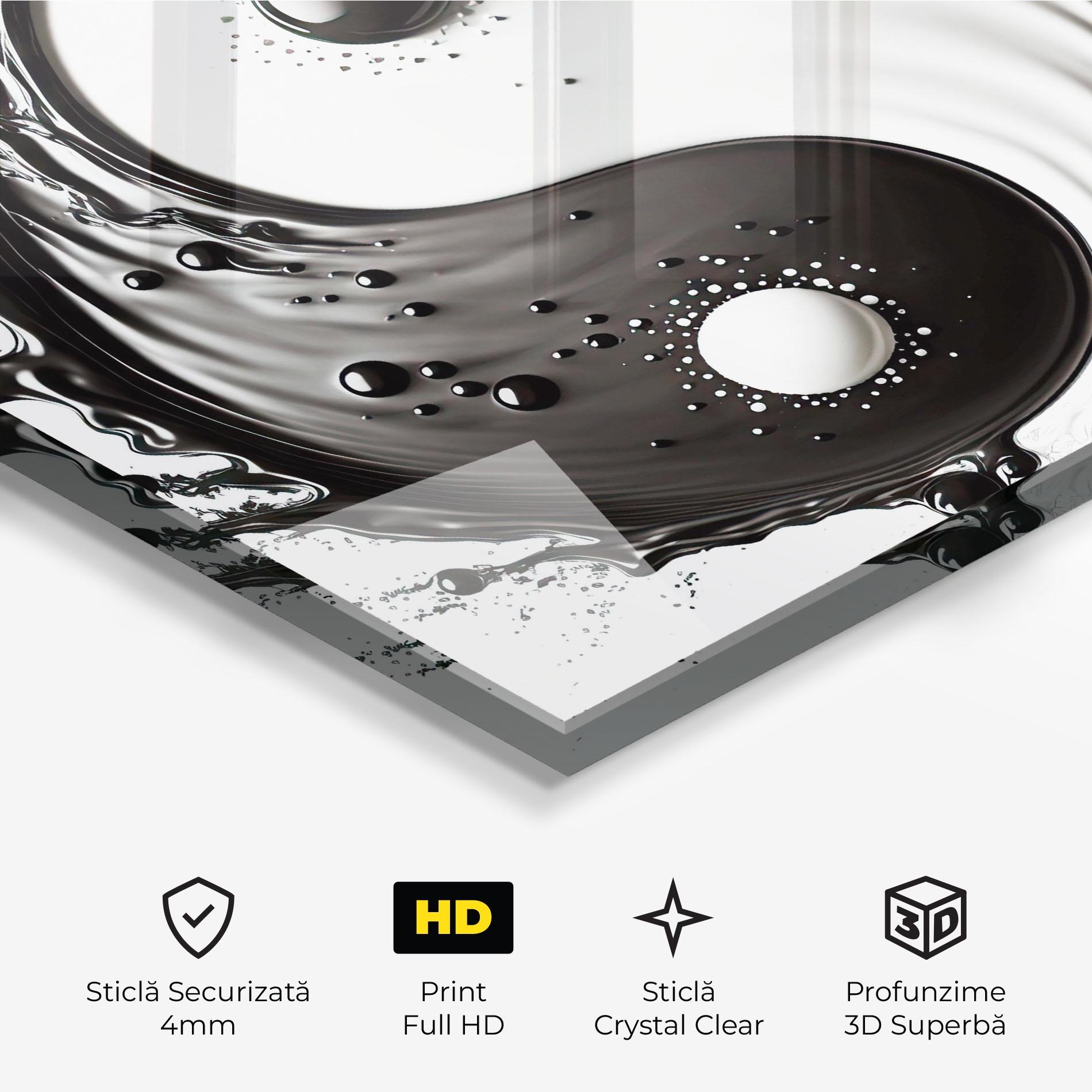 Tablou Sticla Black Liquid Yinyang mockup 3