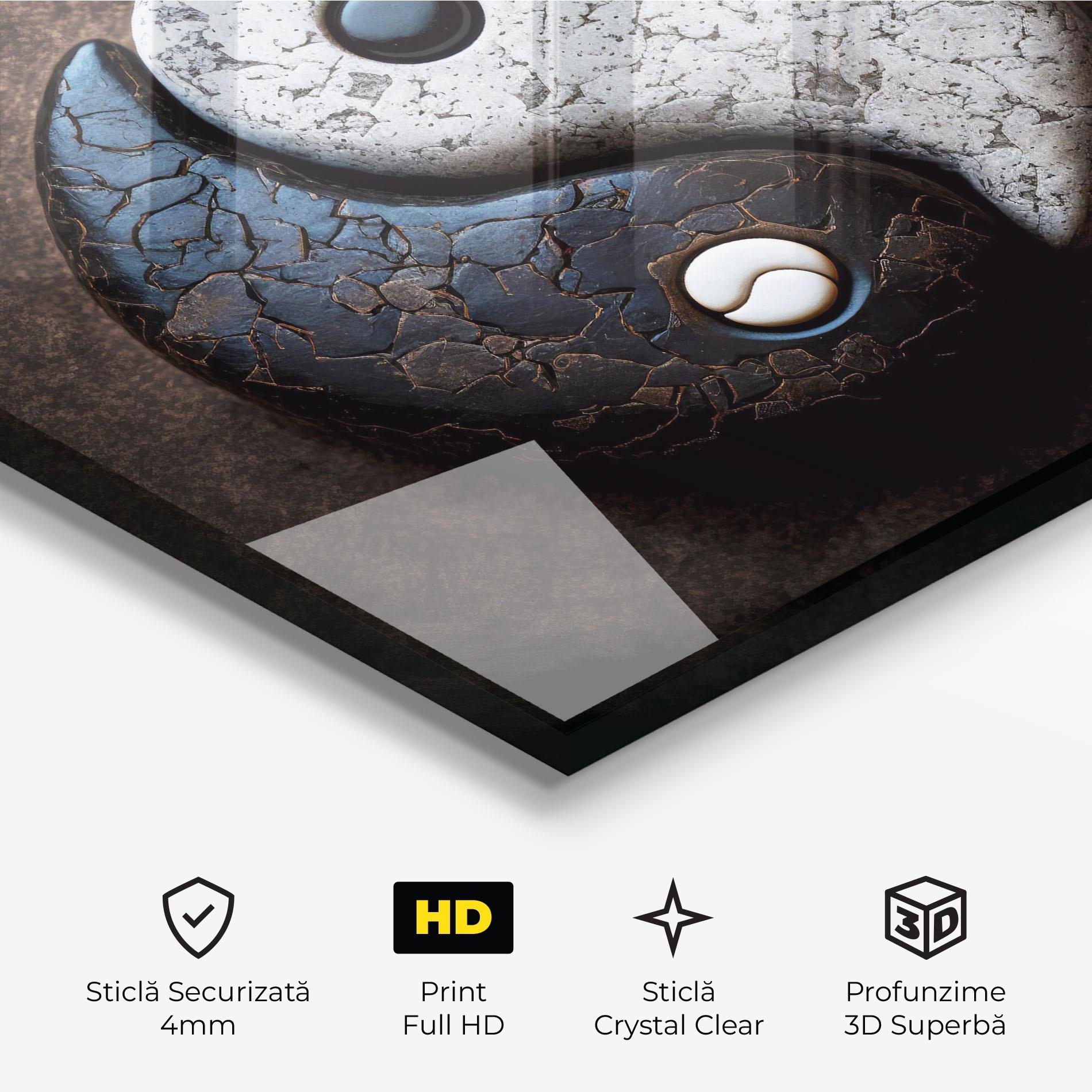 Tablou Sticla Black Stone Yinyang mockup 3