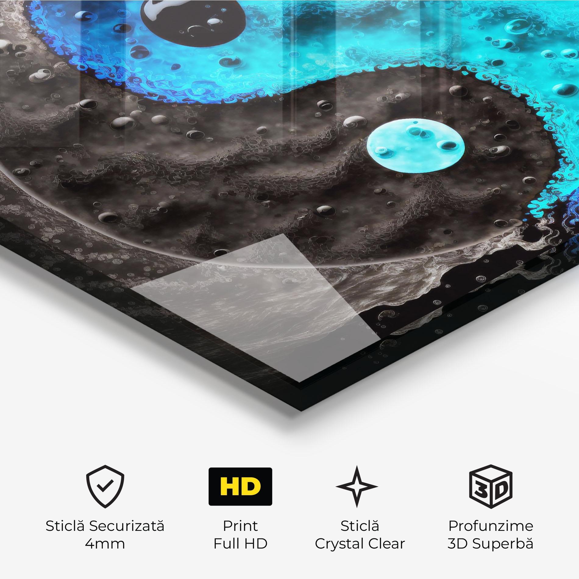 Tablou Sticla Blue Water Yinyang mockup 3