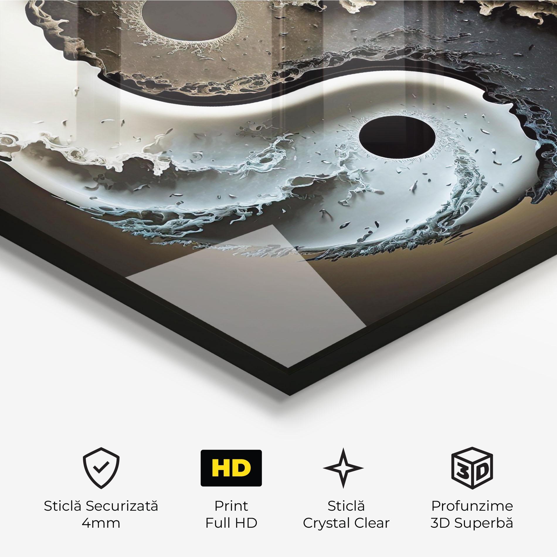 Tablou Sticla Brown Smoke Yinyang mockup 3