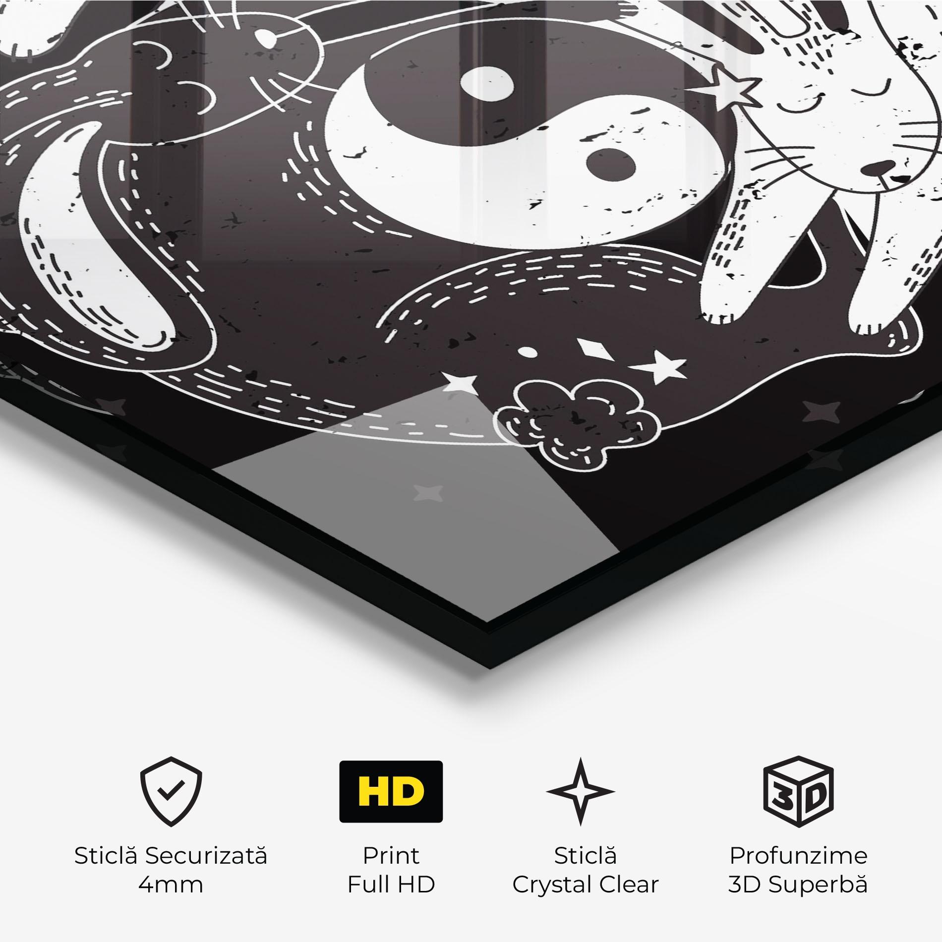 Tablou Sticla Bunny Yinyang mockup 3