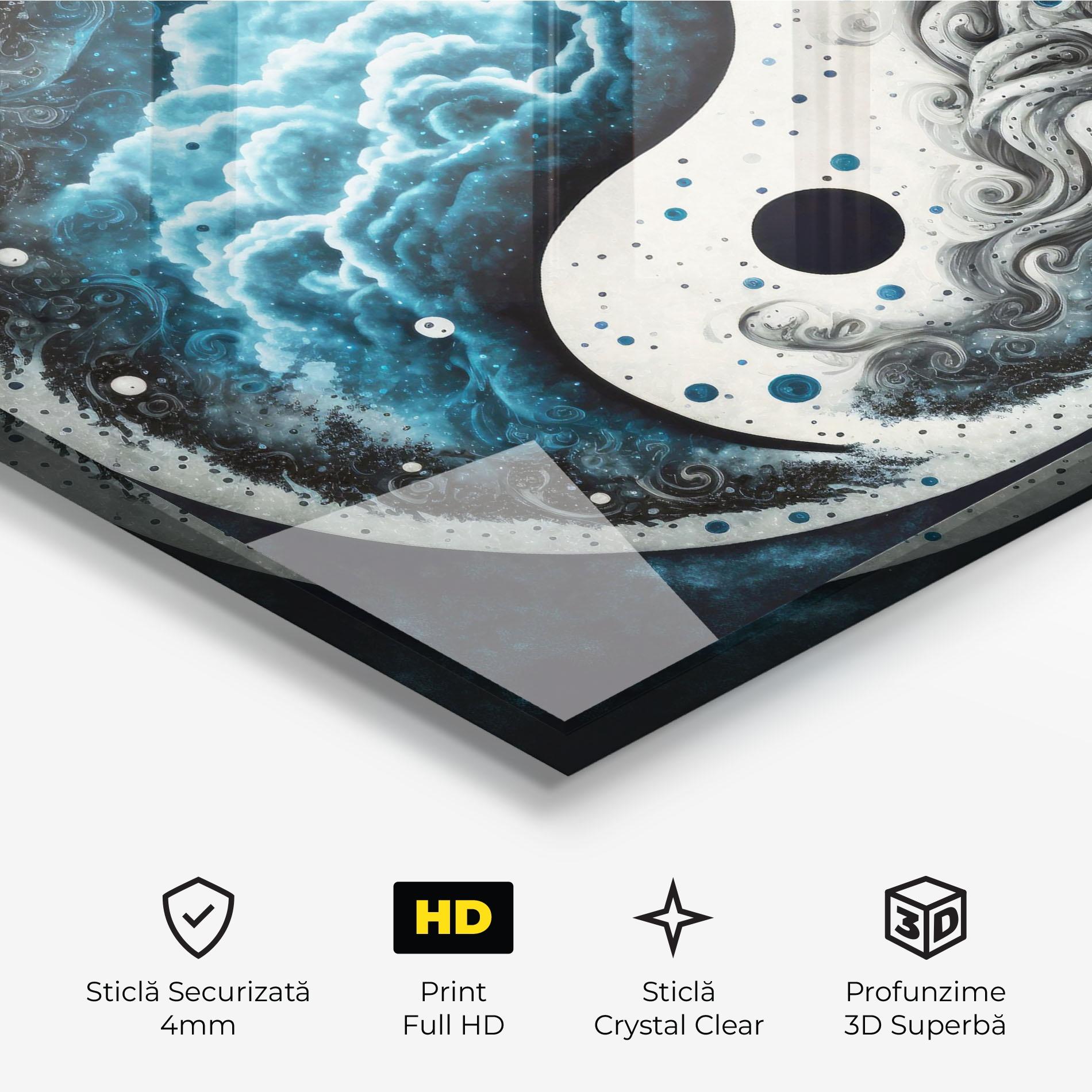 Tablou Sticla Cloudy Yinyang mockup 3