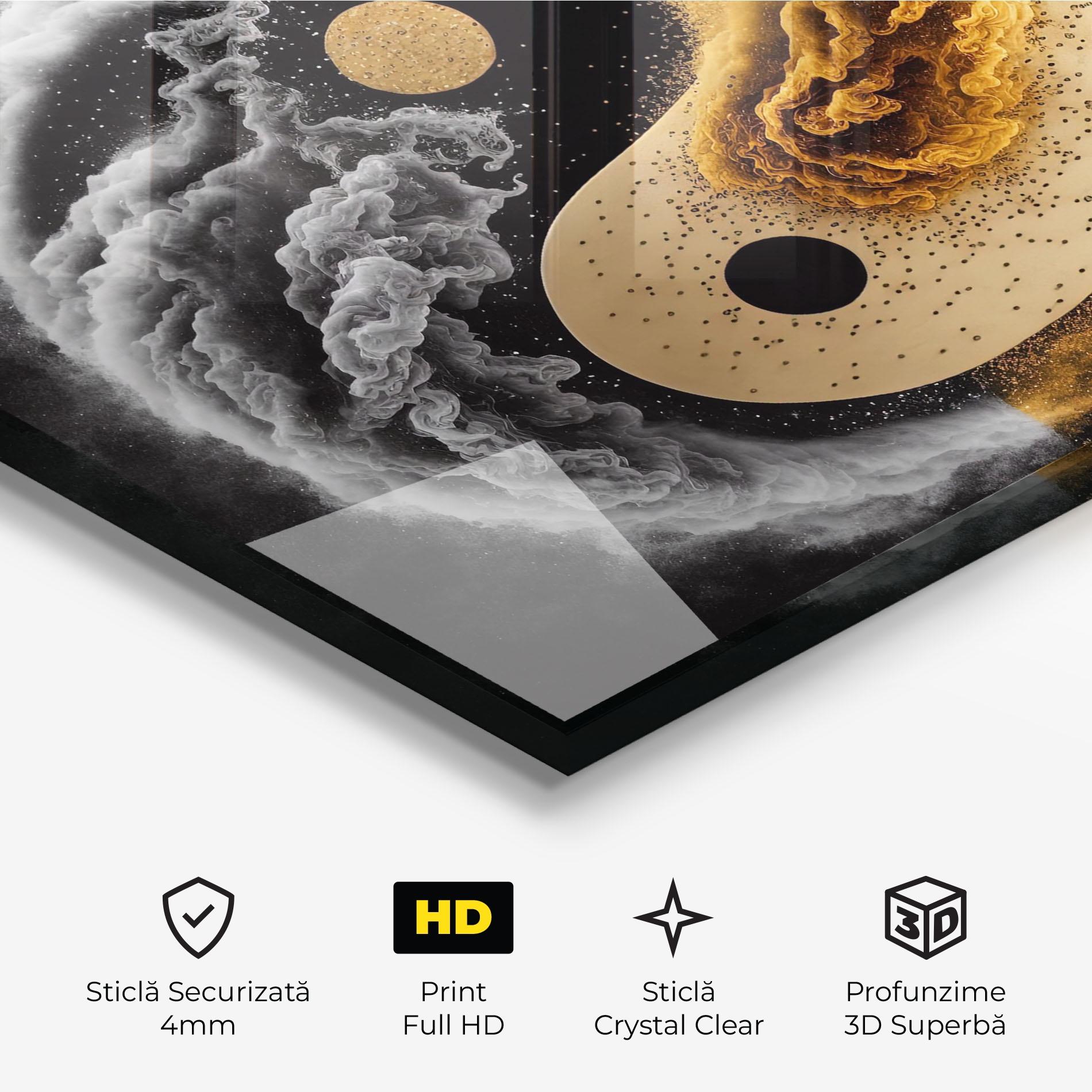 Tablou Sticla Cream Smoke Yinyang mockup 3