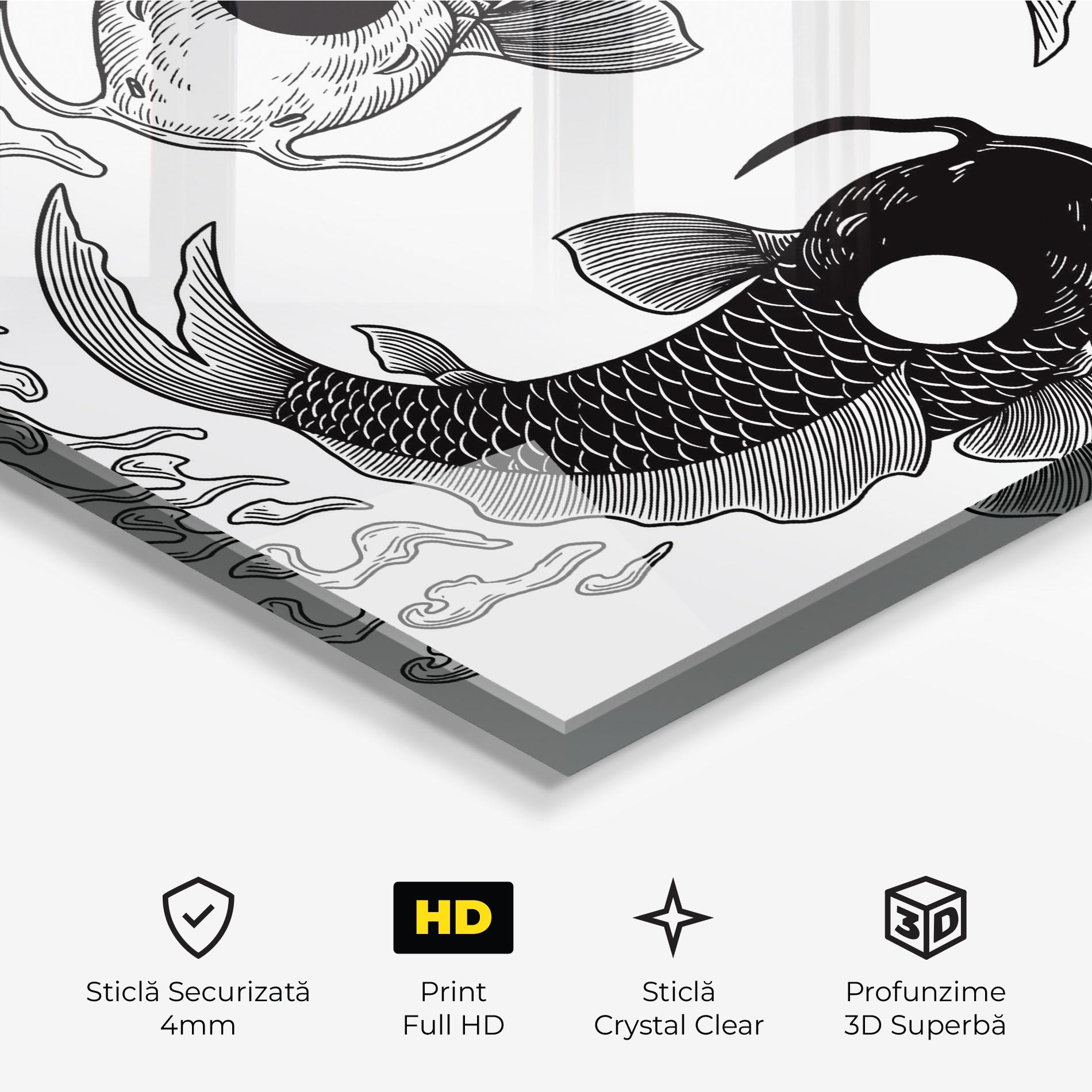 Tablou Sticla Koi Art Yinyang mockup 3