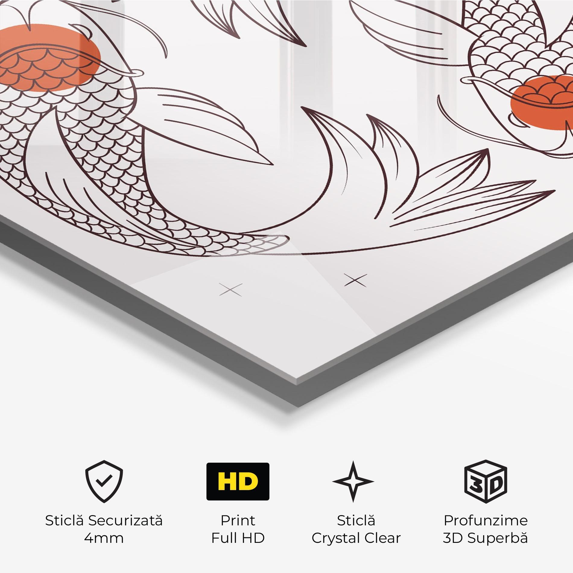 Tablou Sticla Koi Yinyang Art mockup 3