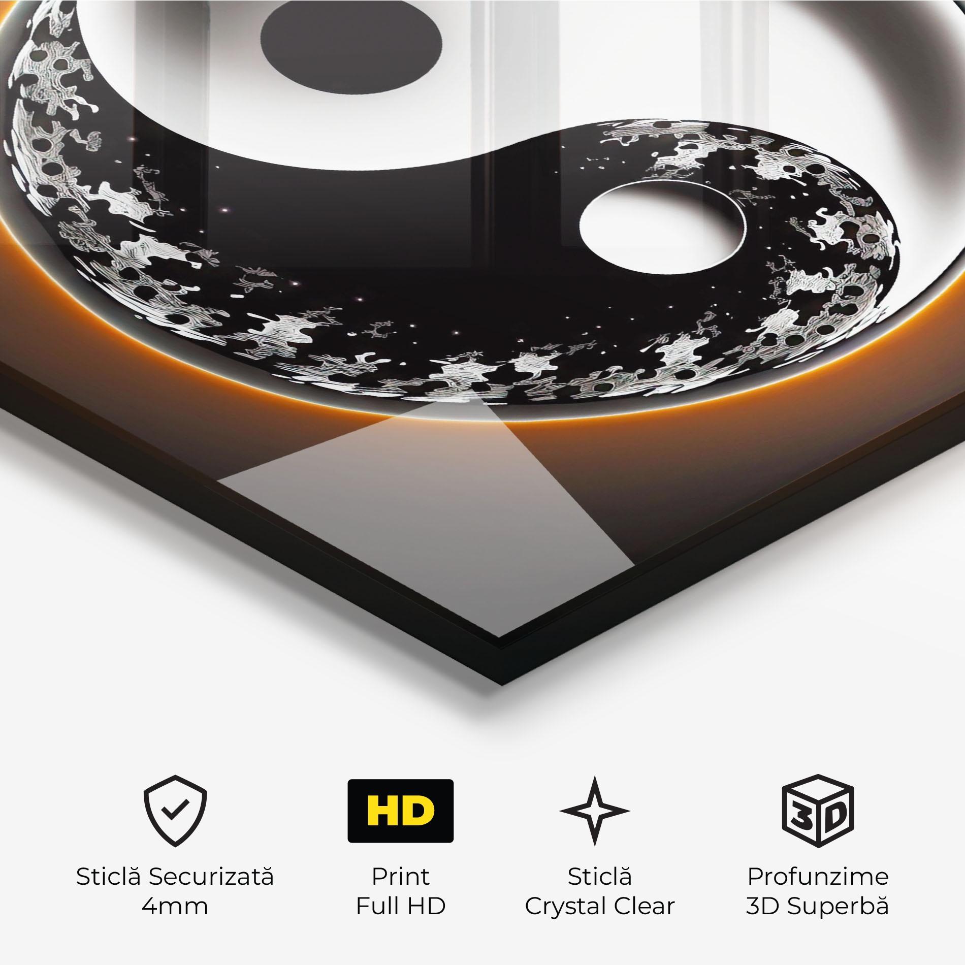 Tablou Sticla Purple Light Yinyang mockup 3