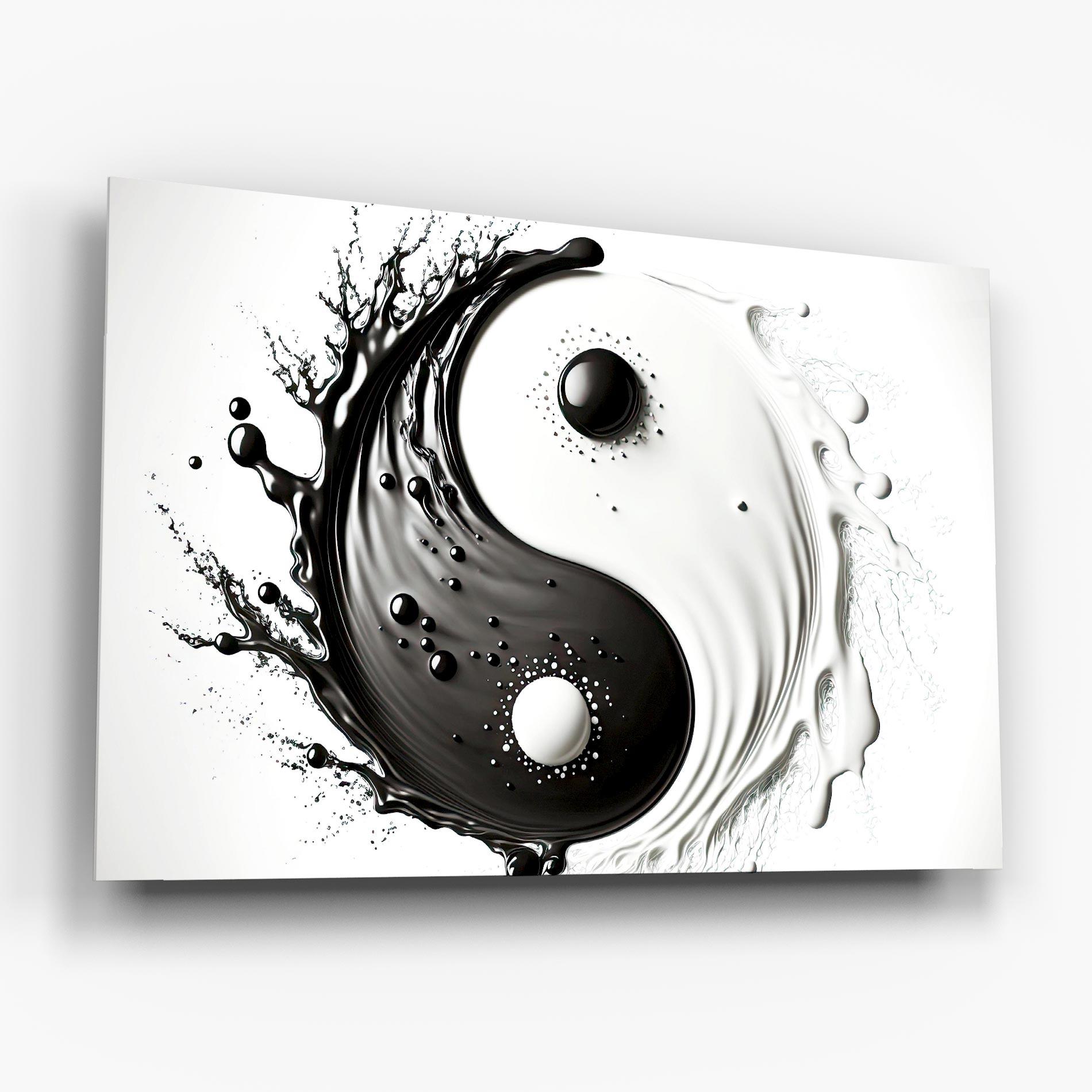 Tablou Sticla Black Liquid Yinyang mockup 6