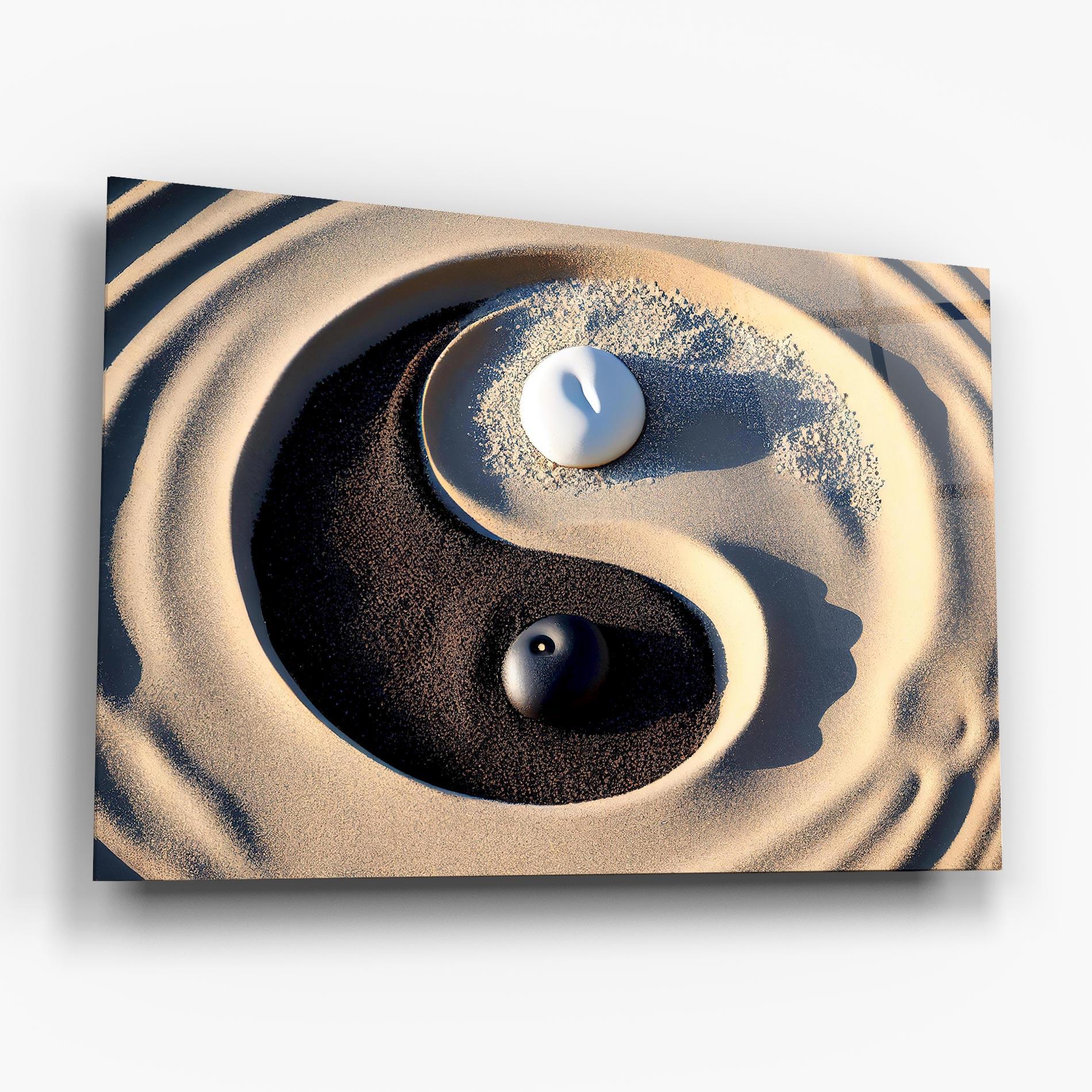 Tablou Sticla Black Sand Yinyang mockup 6