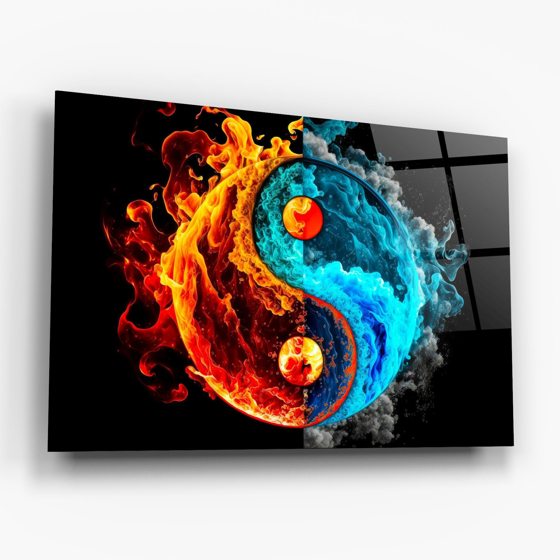 Tablou Sticla Blue Smoke Yinyang mockup 6