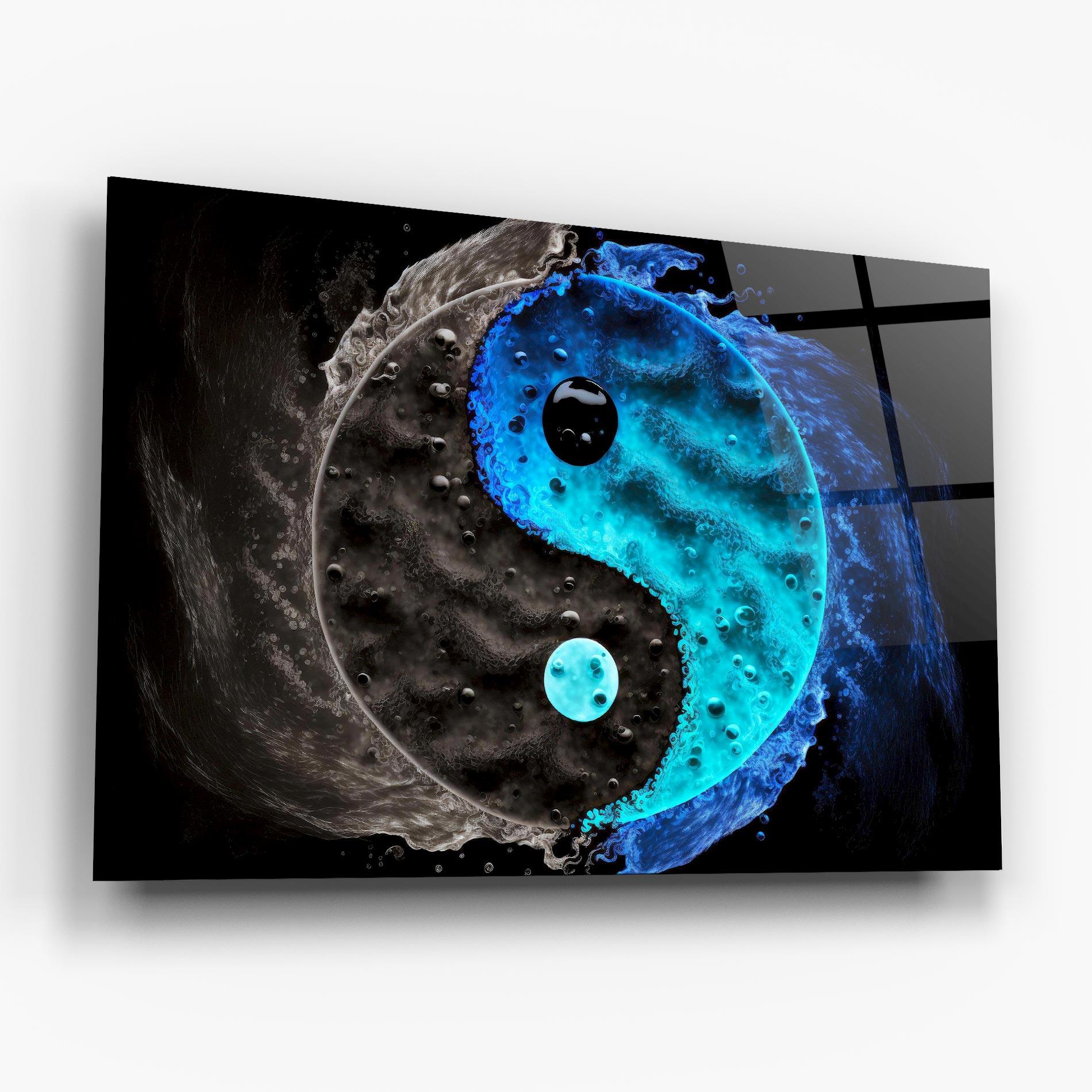 Tablou Sticla Blue Water Yinyang mockup 6
