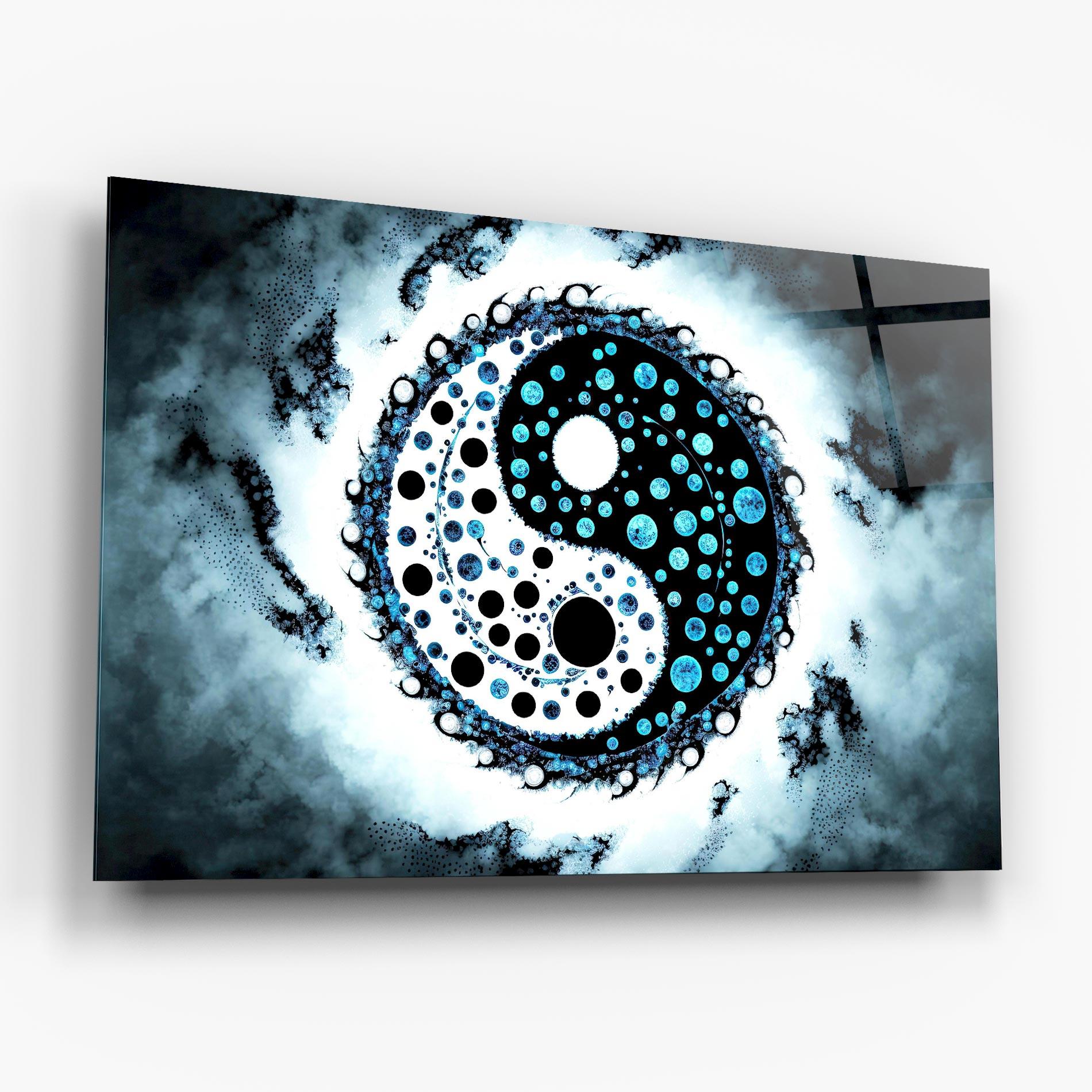 Tablou Sticla Blue White Yinyang mockup 6
