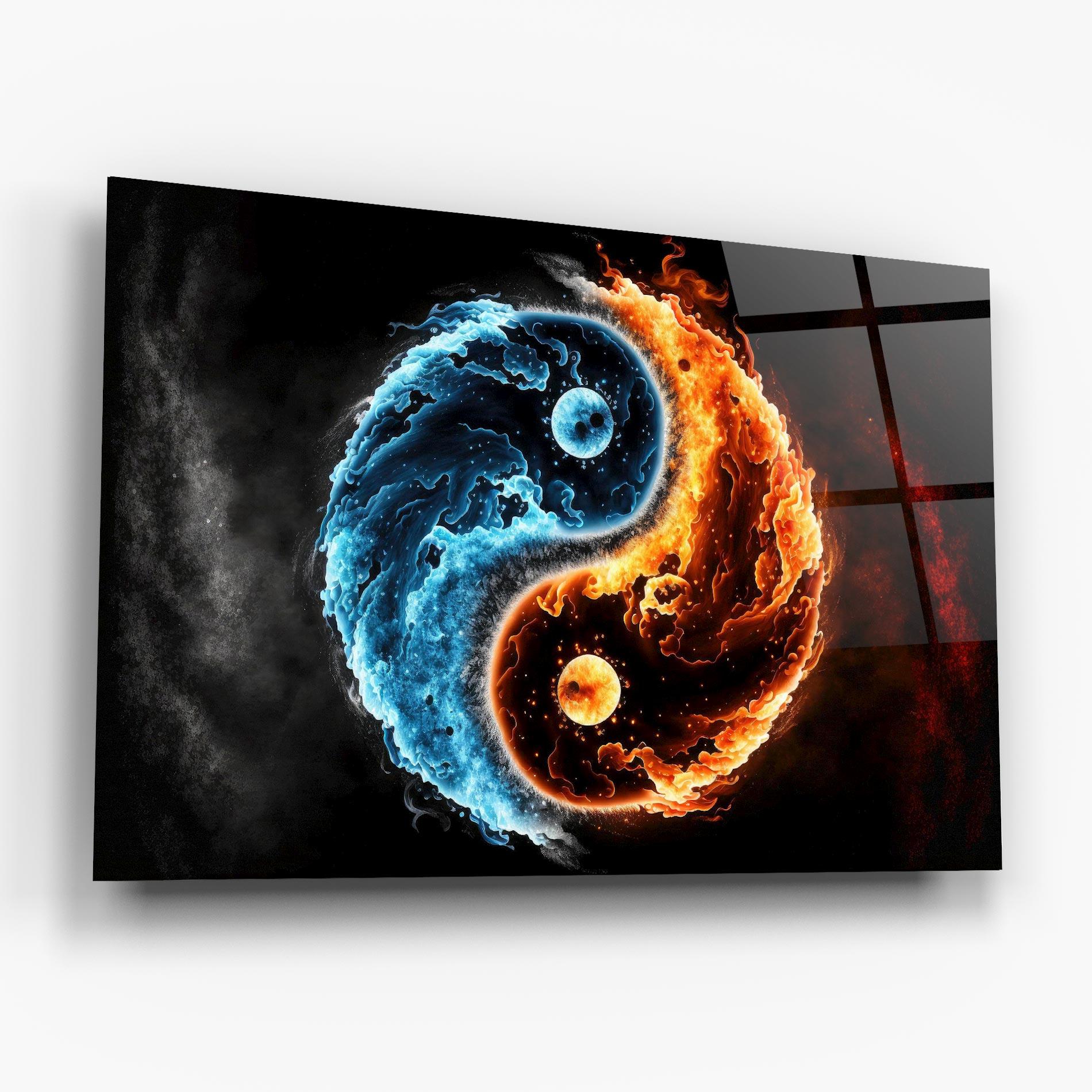 Tablou Sticla Fire Water Yinyang mockup 6